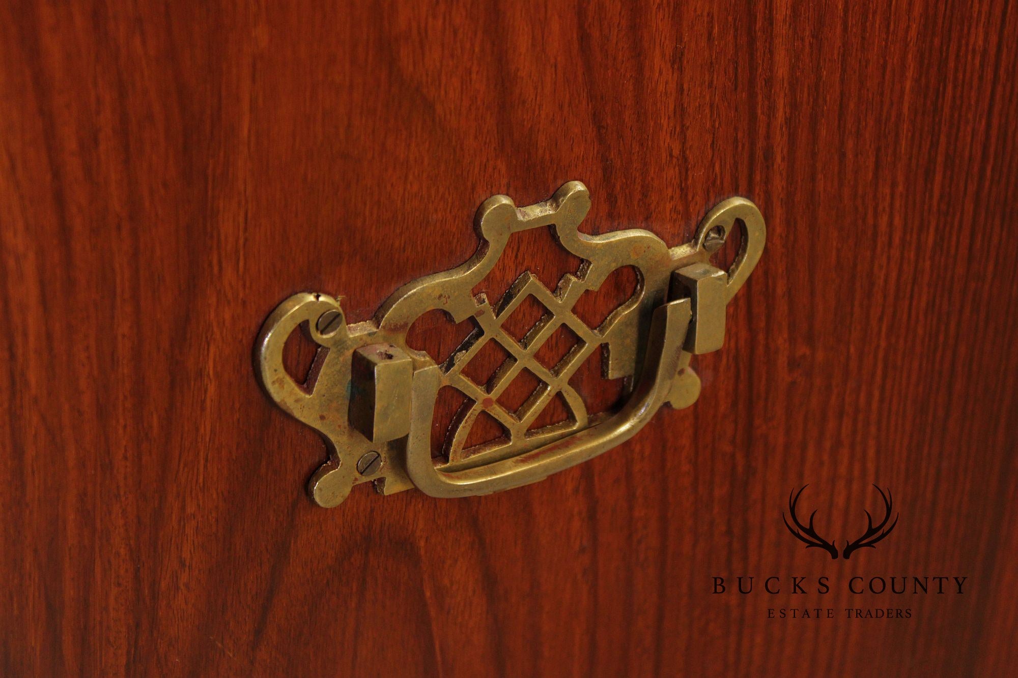 Brass Inlaid And Carved Teak Four Drawer Campaign Chest