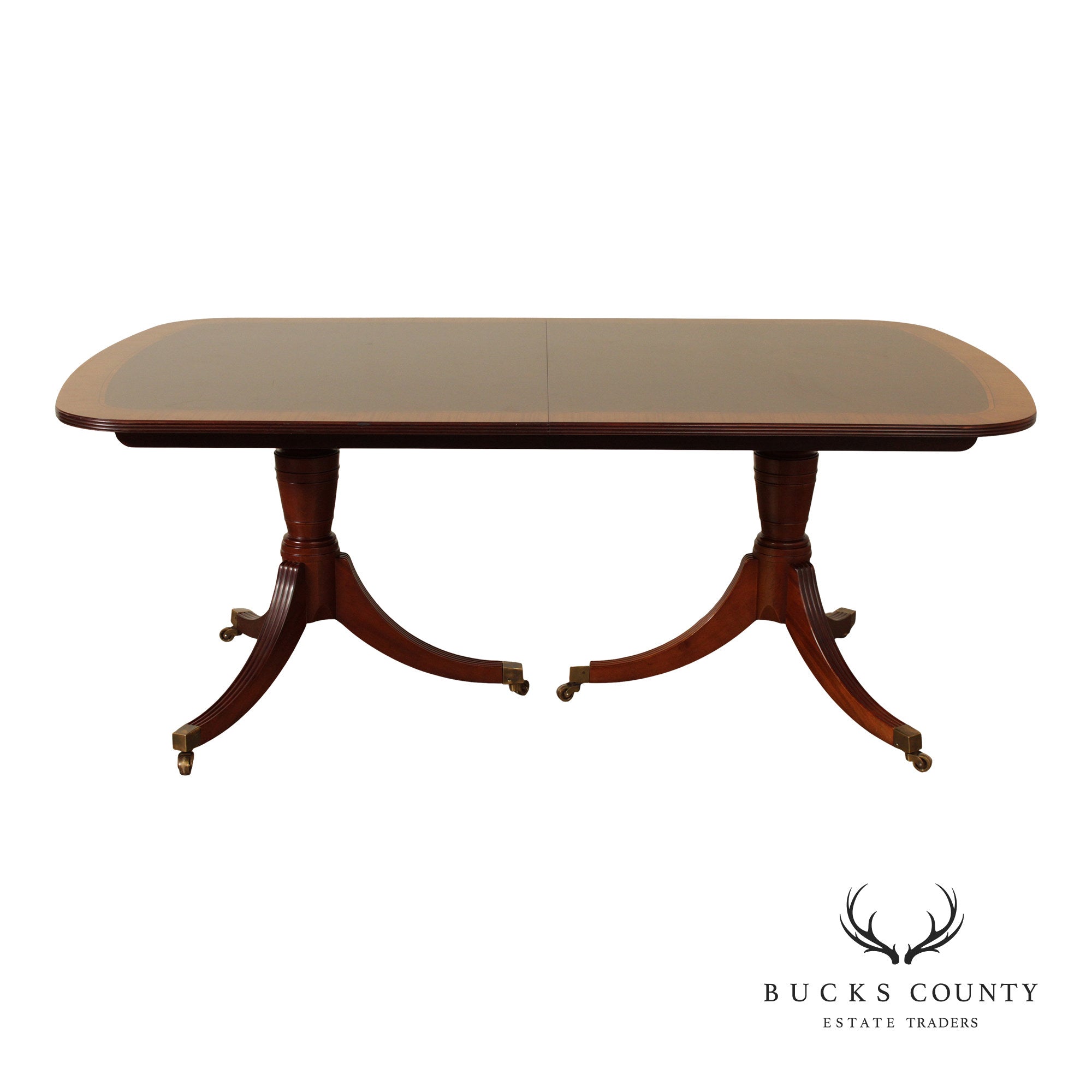 Baker Regency Style Mahogany Double Pedestal Dining Table