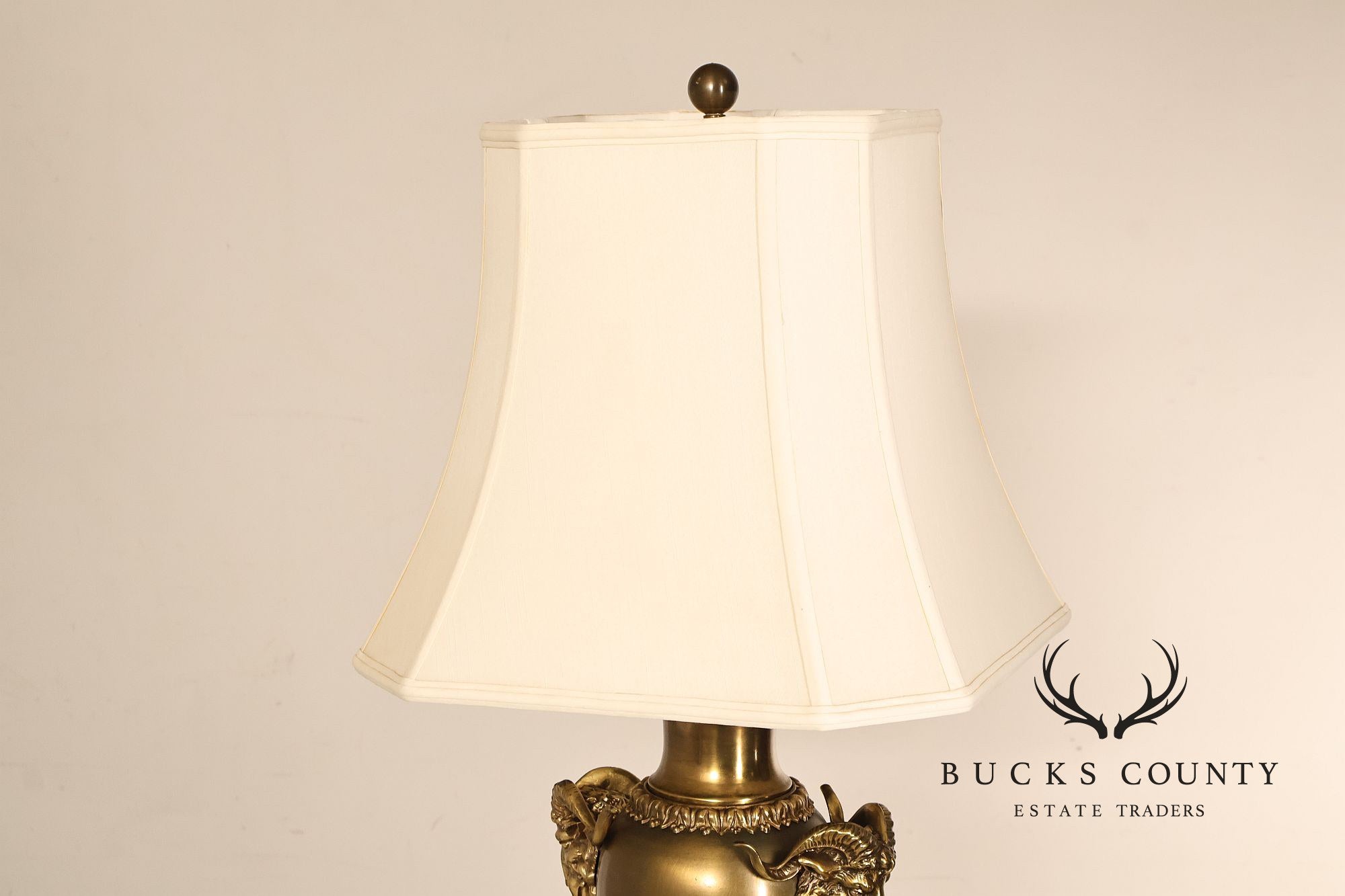 Chapman Vintage Pair of Brass Ram's Head Table Lamps