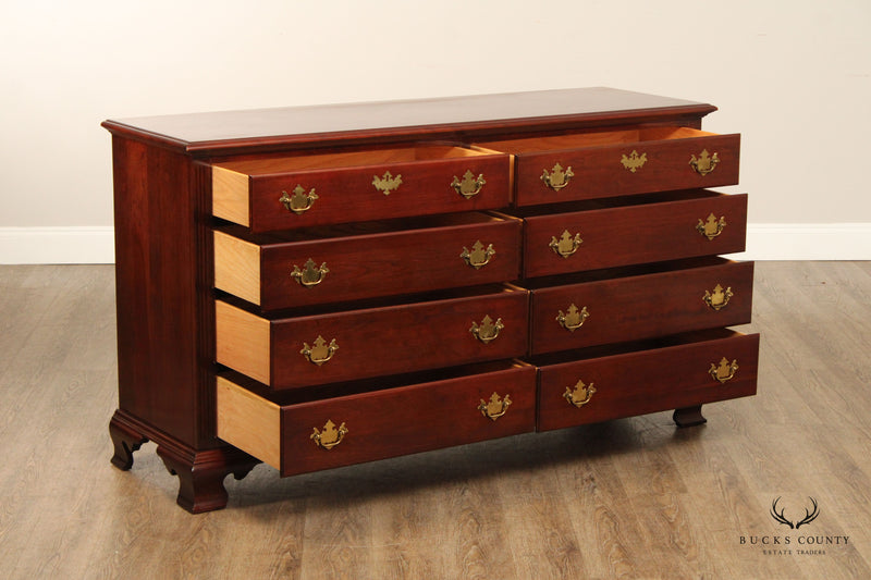 NATHAN HALE SOLID CHERRY CHIPPENDALE STYLE 8 DRAWER DRESSER