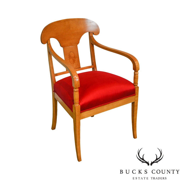 Biedermeier Style Vintage Inlaid Maple Arm Chair