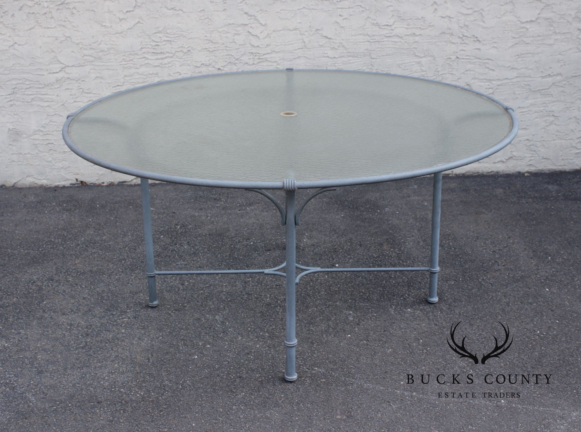 Brown Jordan Large Round Glass Top Patio Dining Table