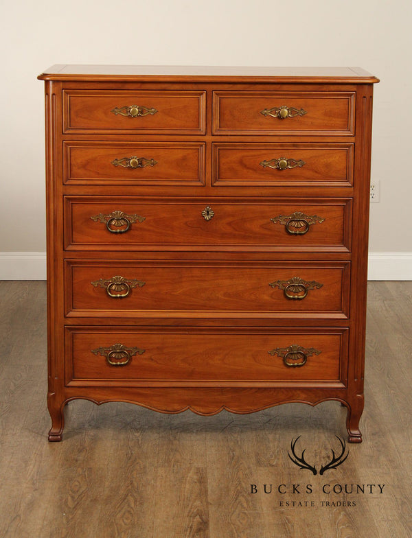 Kindel French Provincial Style Fruitwood Tall Chest