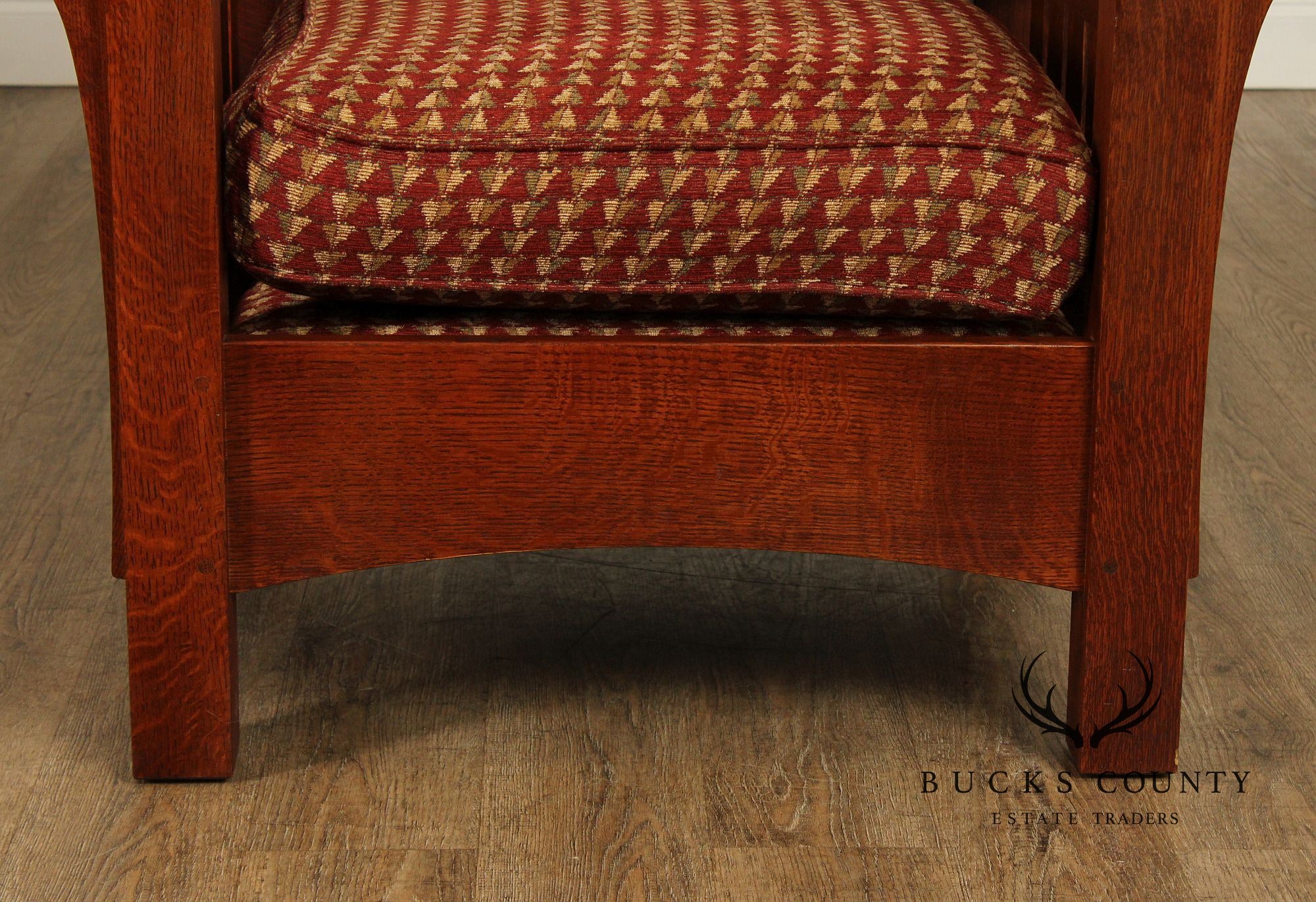 Stickley Mission Collection Oak Bow Arm Morris Chair with Loose Cushion