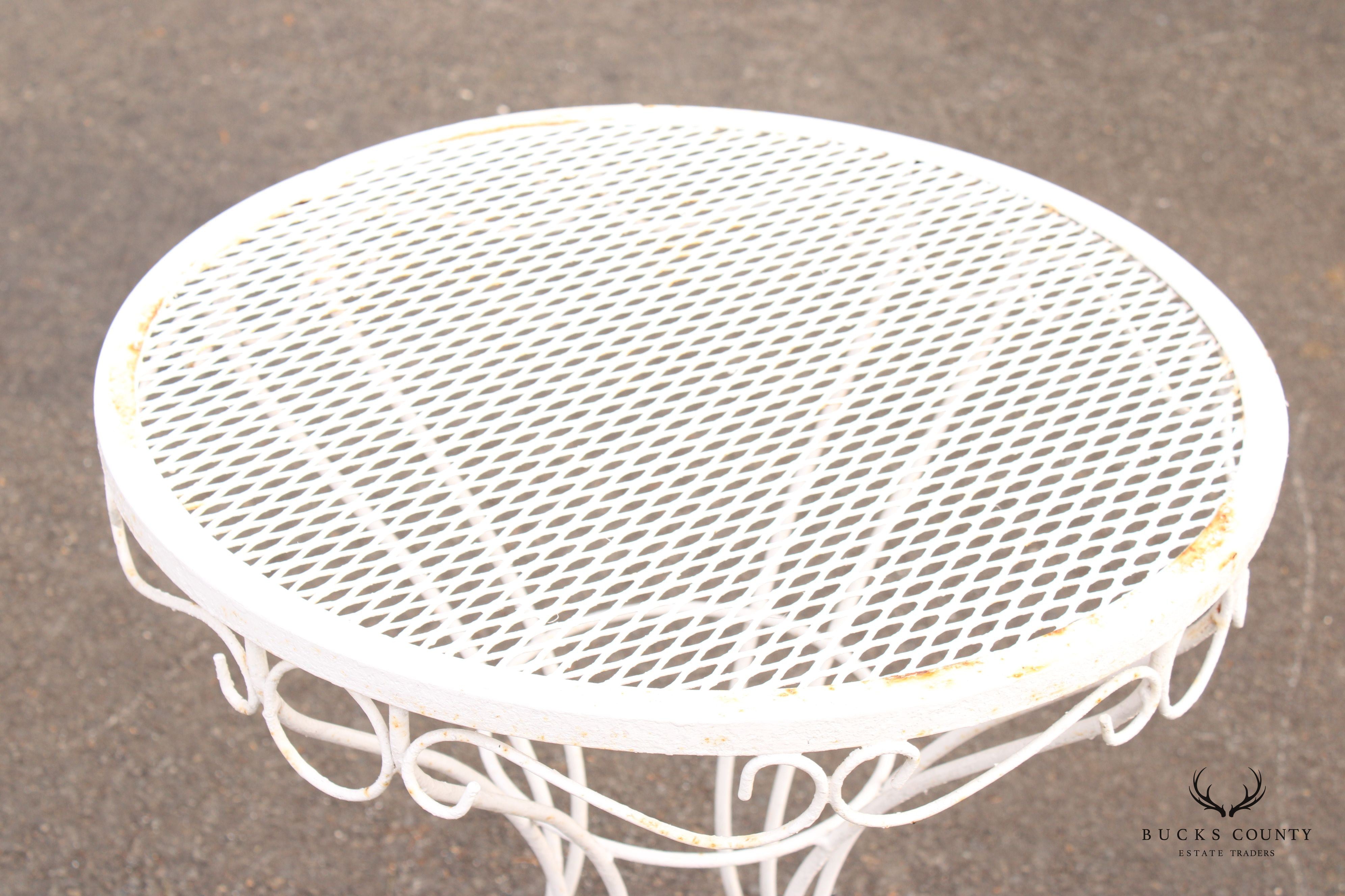 Vintage Wrought Iron Round Outdoor Garden Accent Table