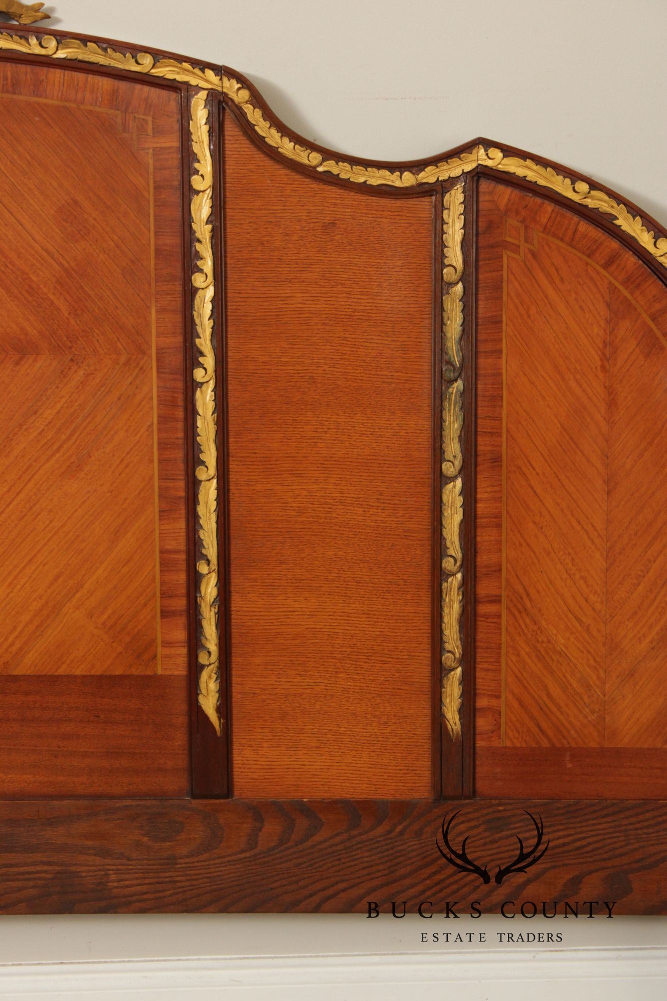 1930's French Louis XV Style Inlaid Satinwood King Headboard