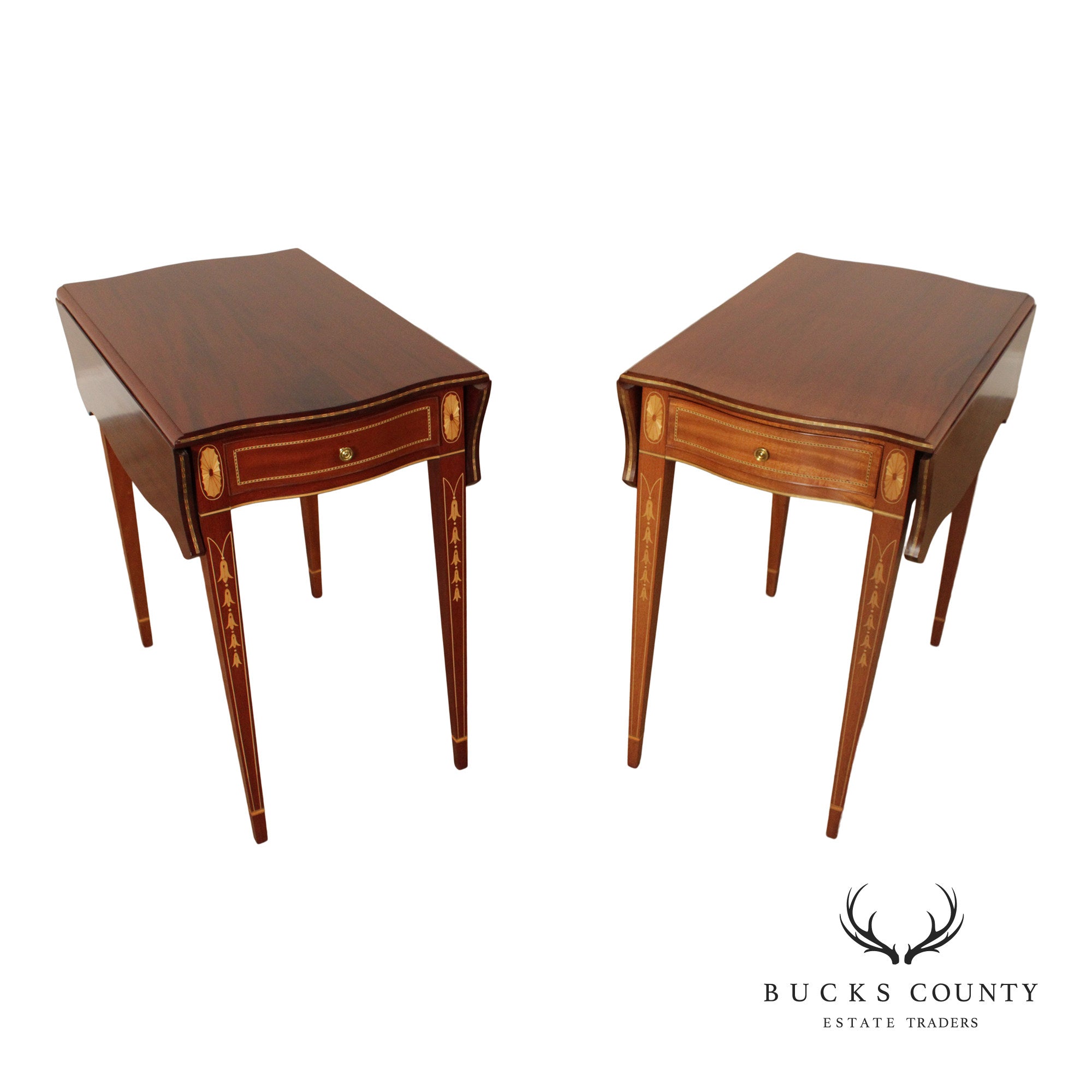 John R. Sullivan Federal Style Pair of Inlaid Mahogany Pembroke Tables