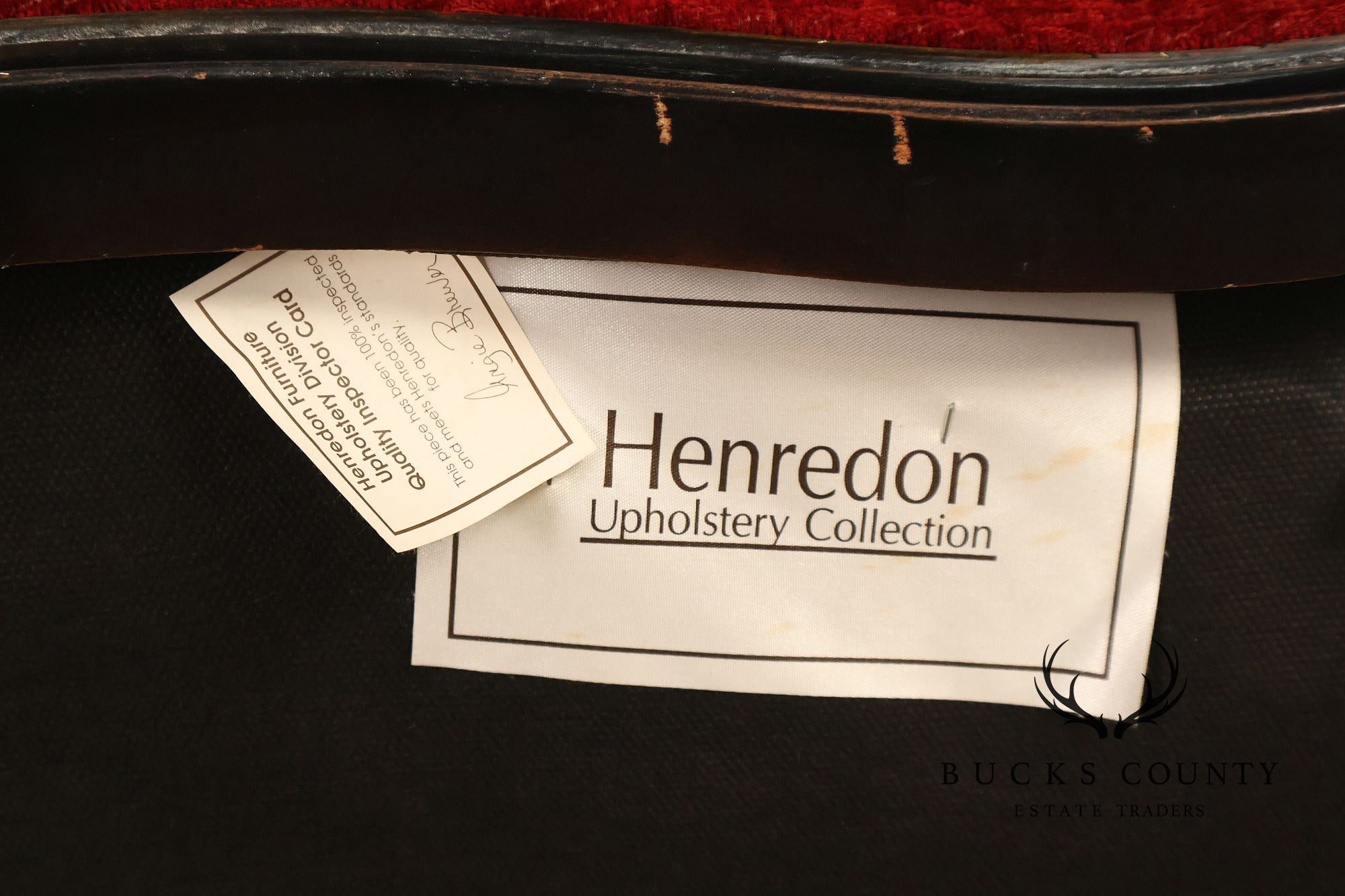 Henredon Louis XV Style Pair Of Red Upholstered Bergère Lounge Chairs