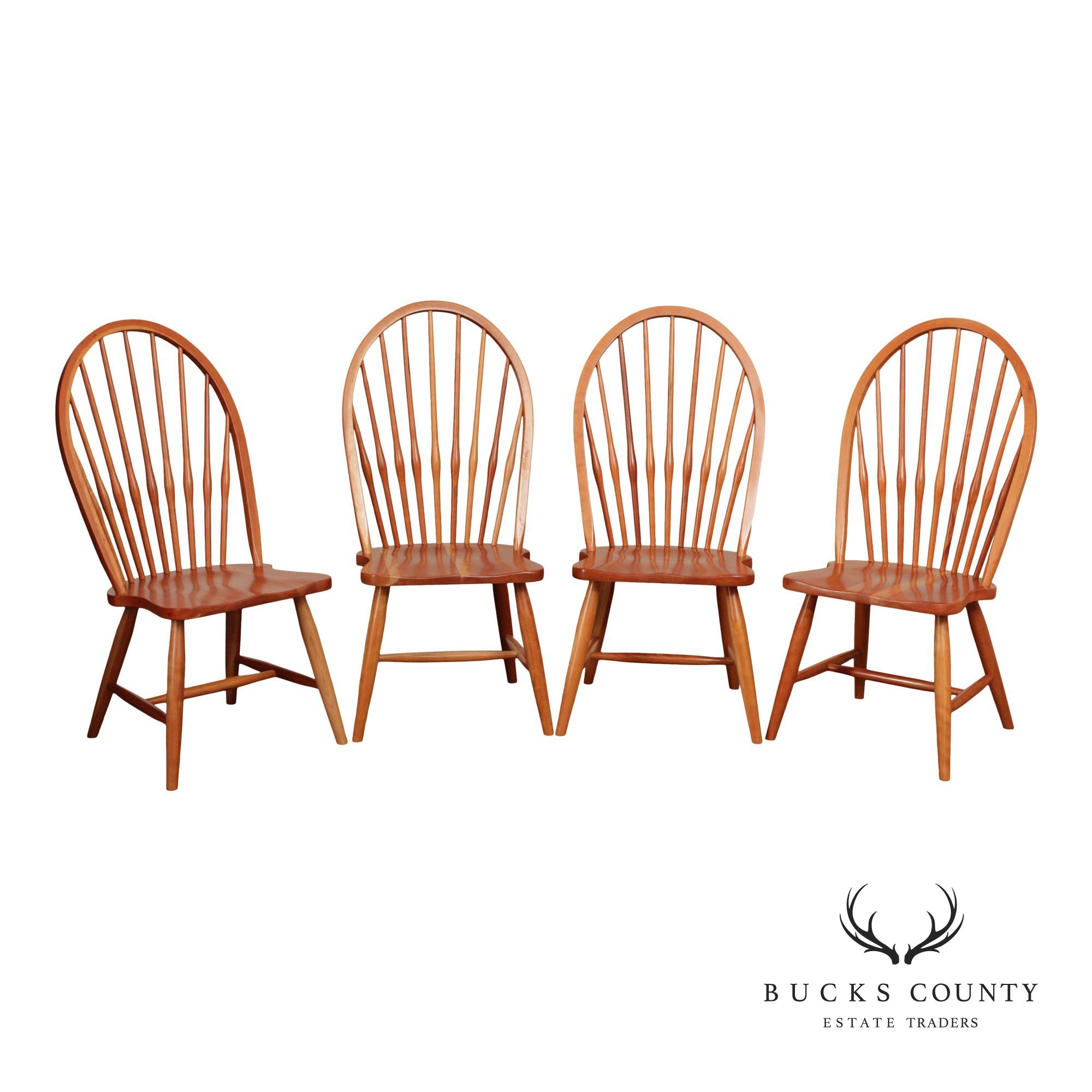 Daniel's Amish Set of Four Cherry Windsor Dining Chairs
