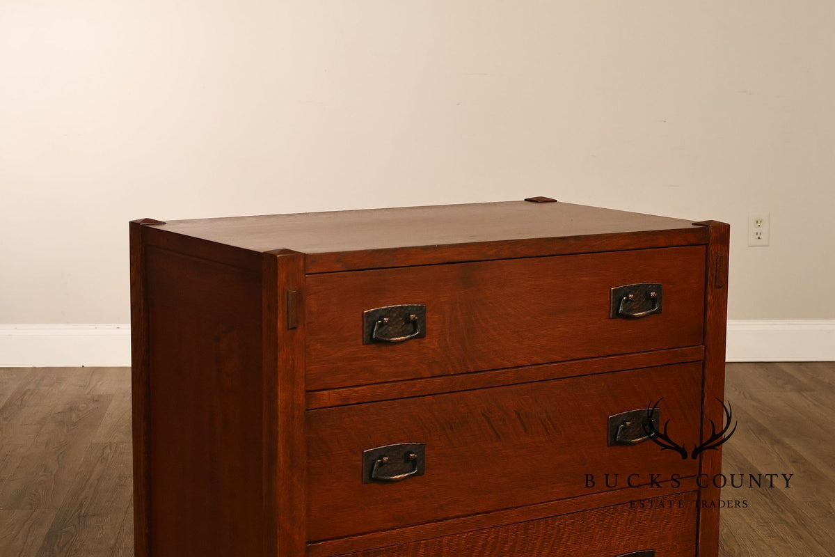 Stickley Mission Collection Pair Of Oak Three-Drawer Chests