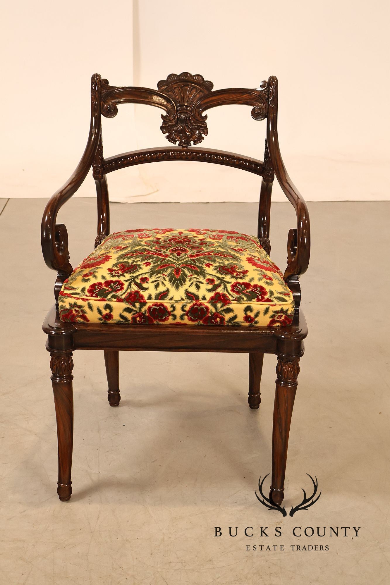 Smith & Watson Pair of Carved Mahogany Armchairs