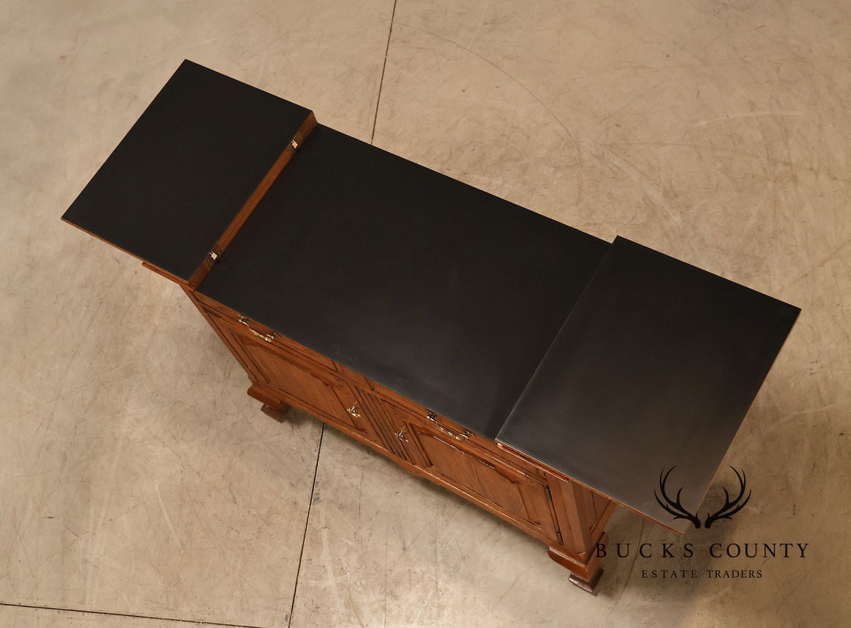 Ethan Allen Rustic Style Oak Flip Top Server