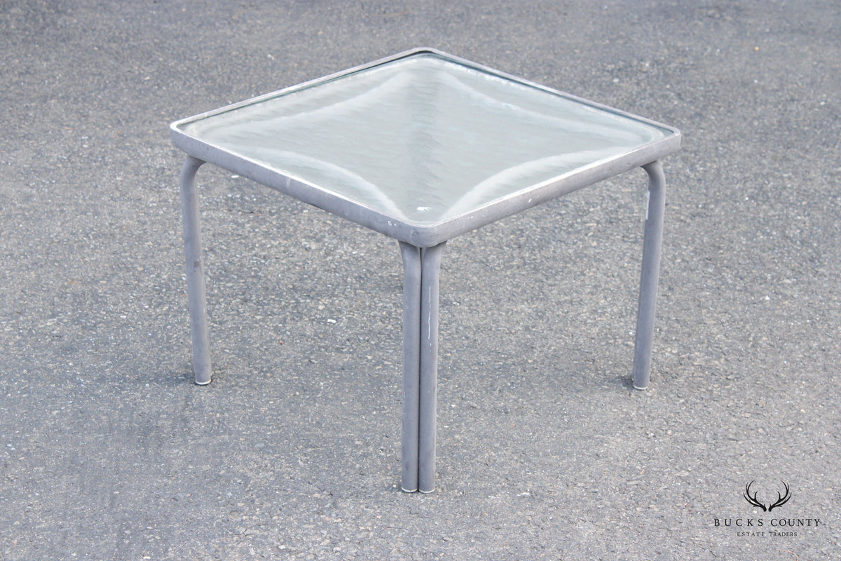 Brown Jordan Glass Top Aluminum Outdoor Side Table