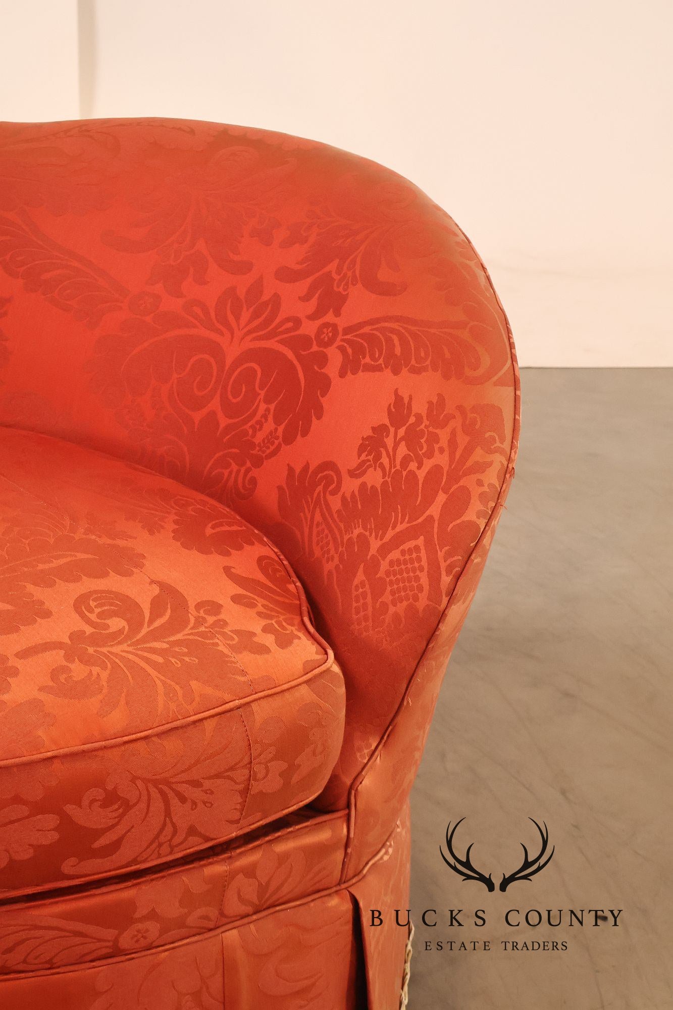 Hickory Chair Company Pair Of Custom Upholstered Silk Damask Sofas
