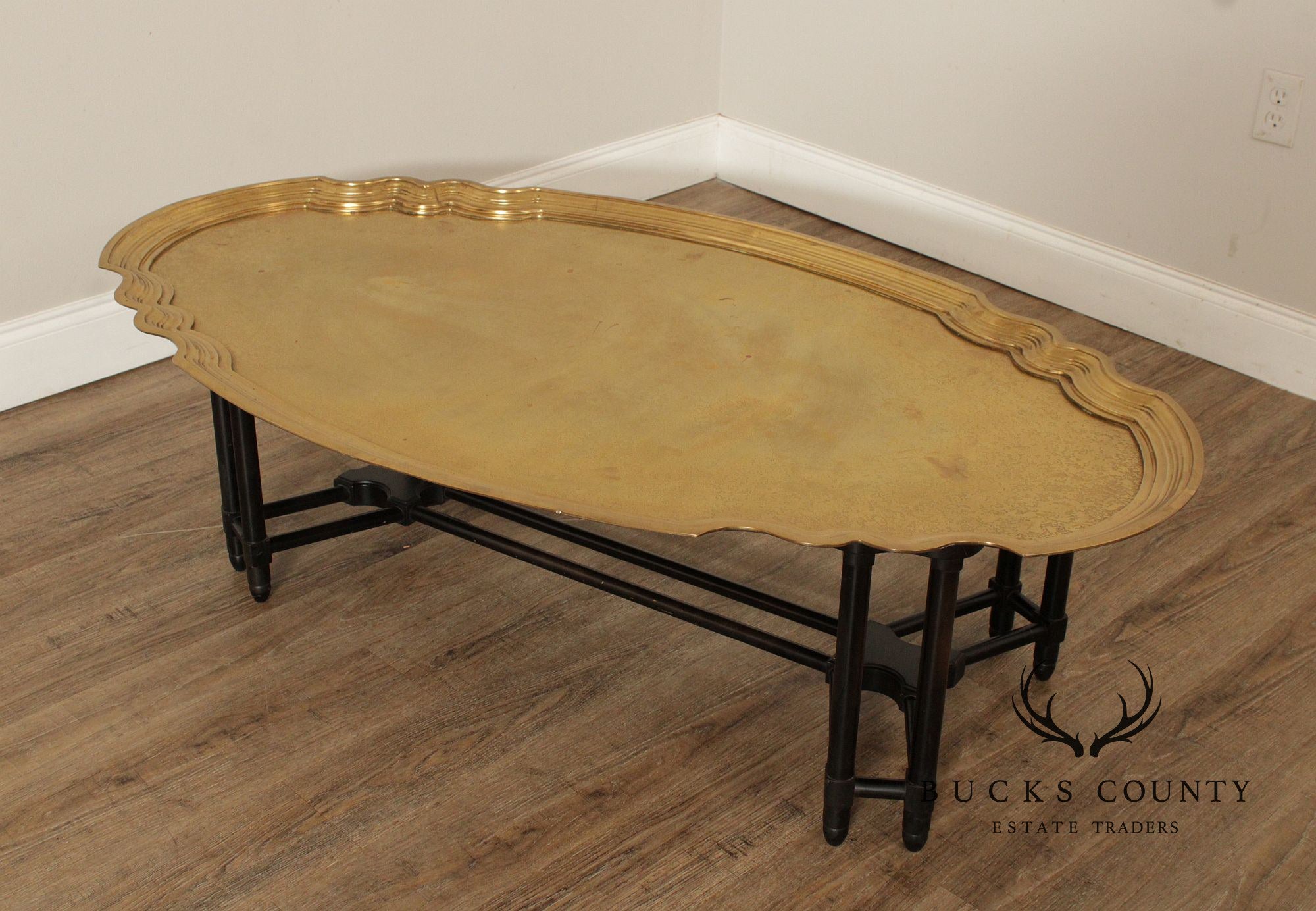 Baker Furniture Hollywood Regency Brass Tray Top Coffee Table