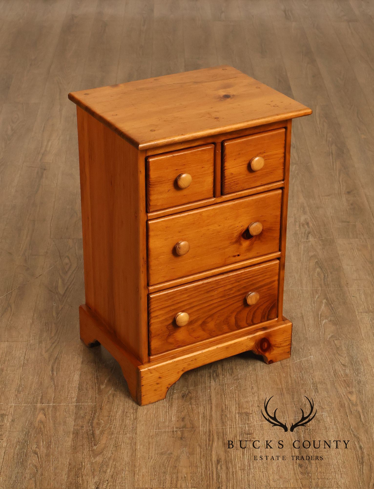 Rustic Pine Four-Drawer Nightstand