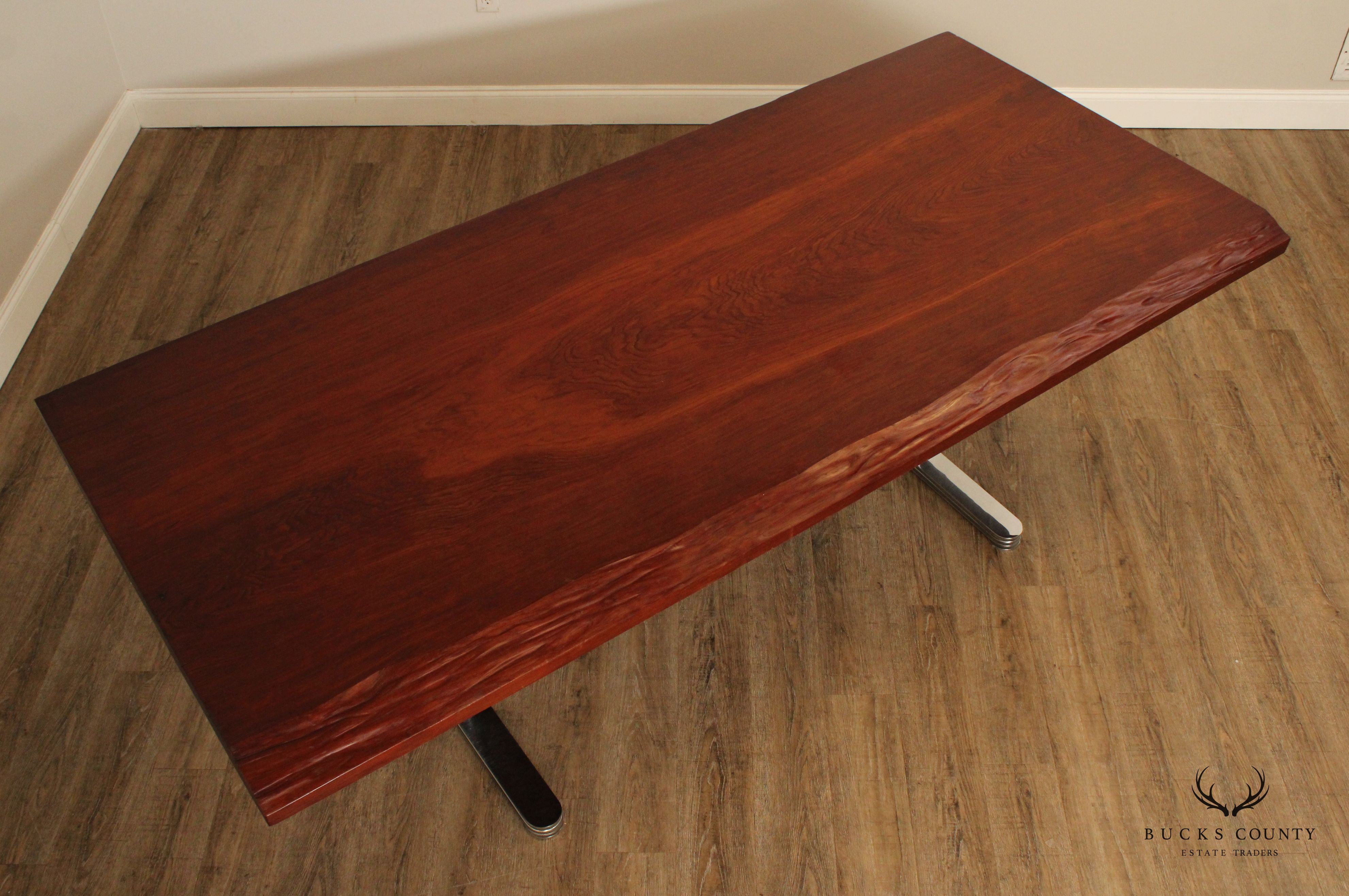 Mid Century Modern Live-Edge Slab Dining Table