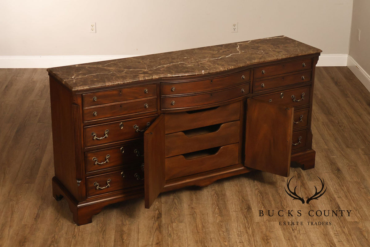 Drexel Heritage 'Covington Park' Marble Top Mahogany Door Chest