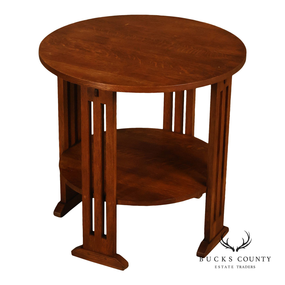 Stickley Mission Collection Oak Round Lamp Table