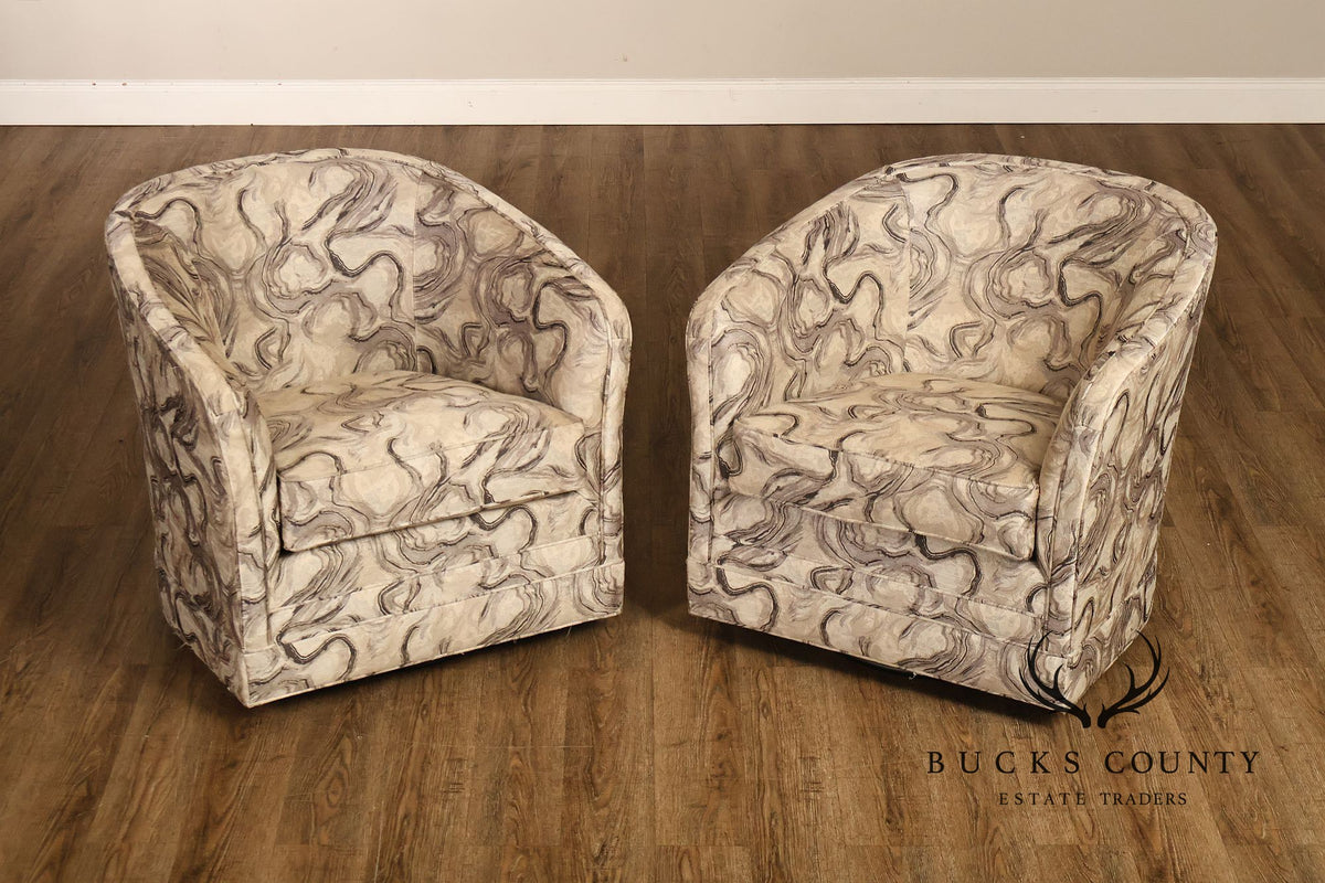 Thomasville Pair of Swivel Club Chairs