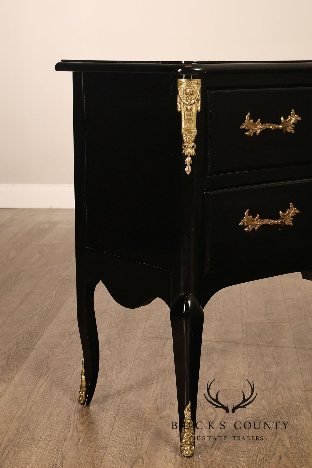 French Louis XV Style Black Lacquer Commode