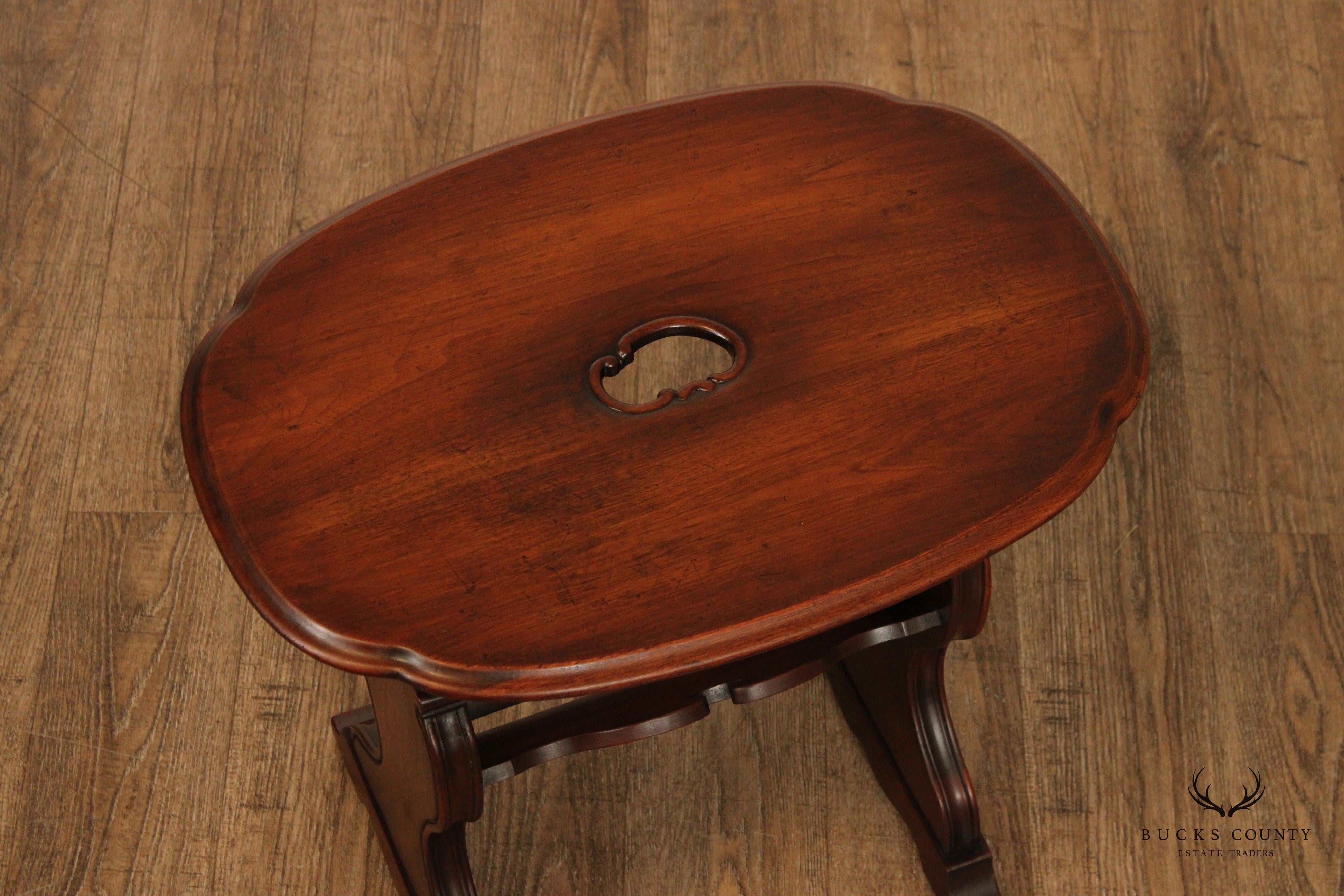 1920s Custom Crafted Walnut Magazine Book Stand Side Table