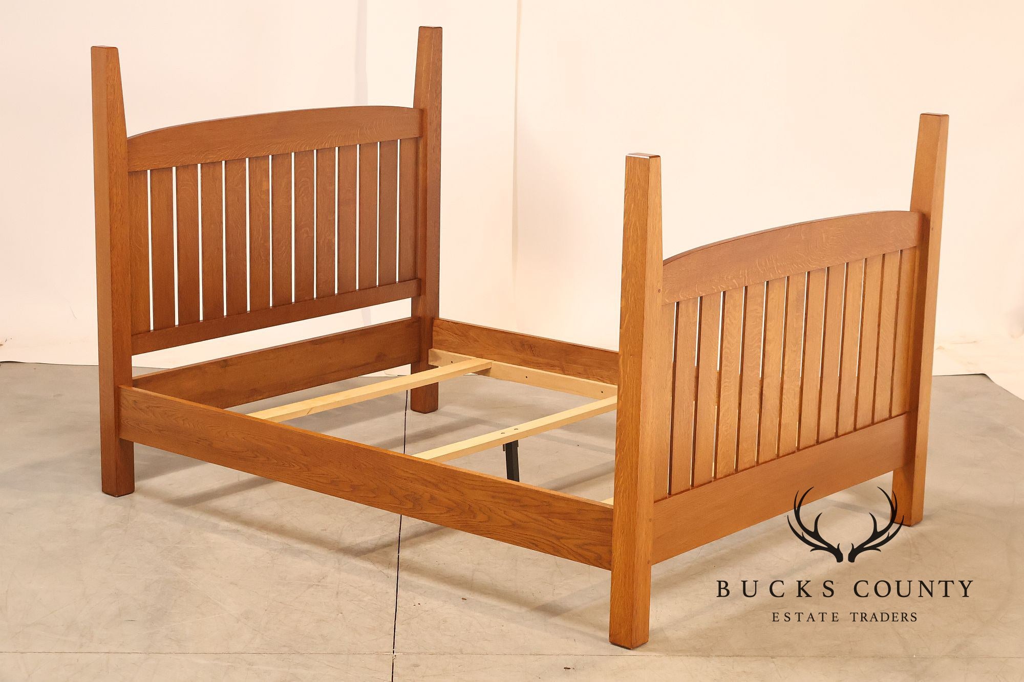 Custom Crafted Mission Style Oak Queen Bed Frame