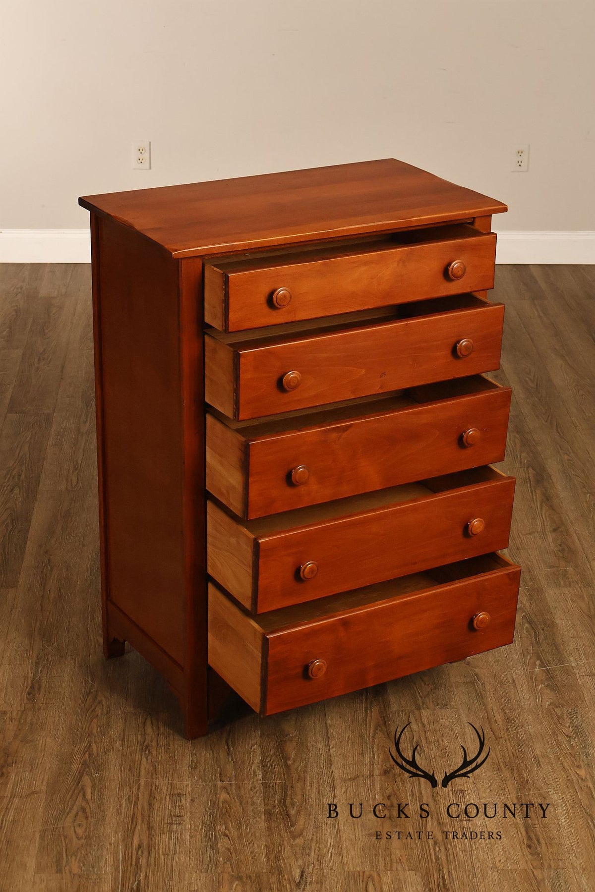 Traditional Cherry Five Drawer Tall Chest Of Drawers