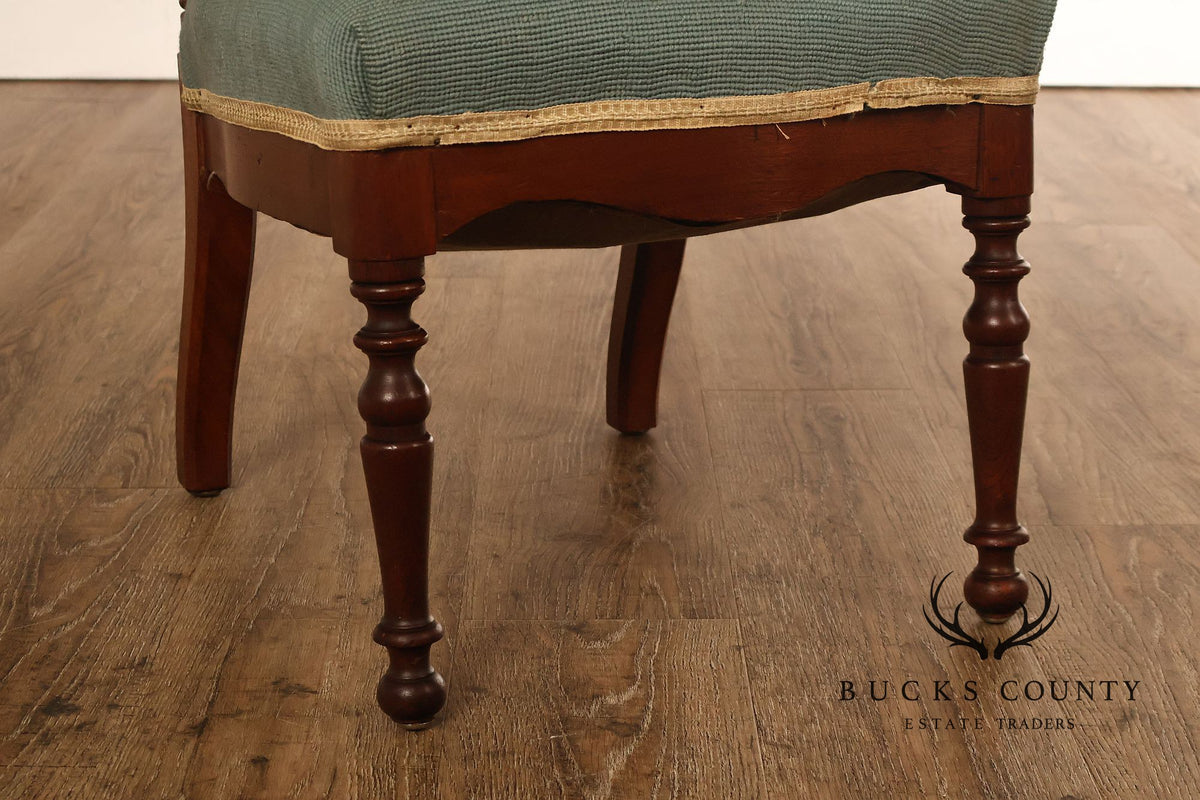Antique Victorian Carved Mahogany Needlepoint Side Chair