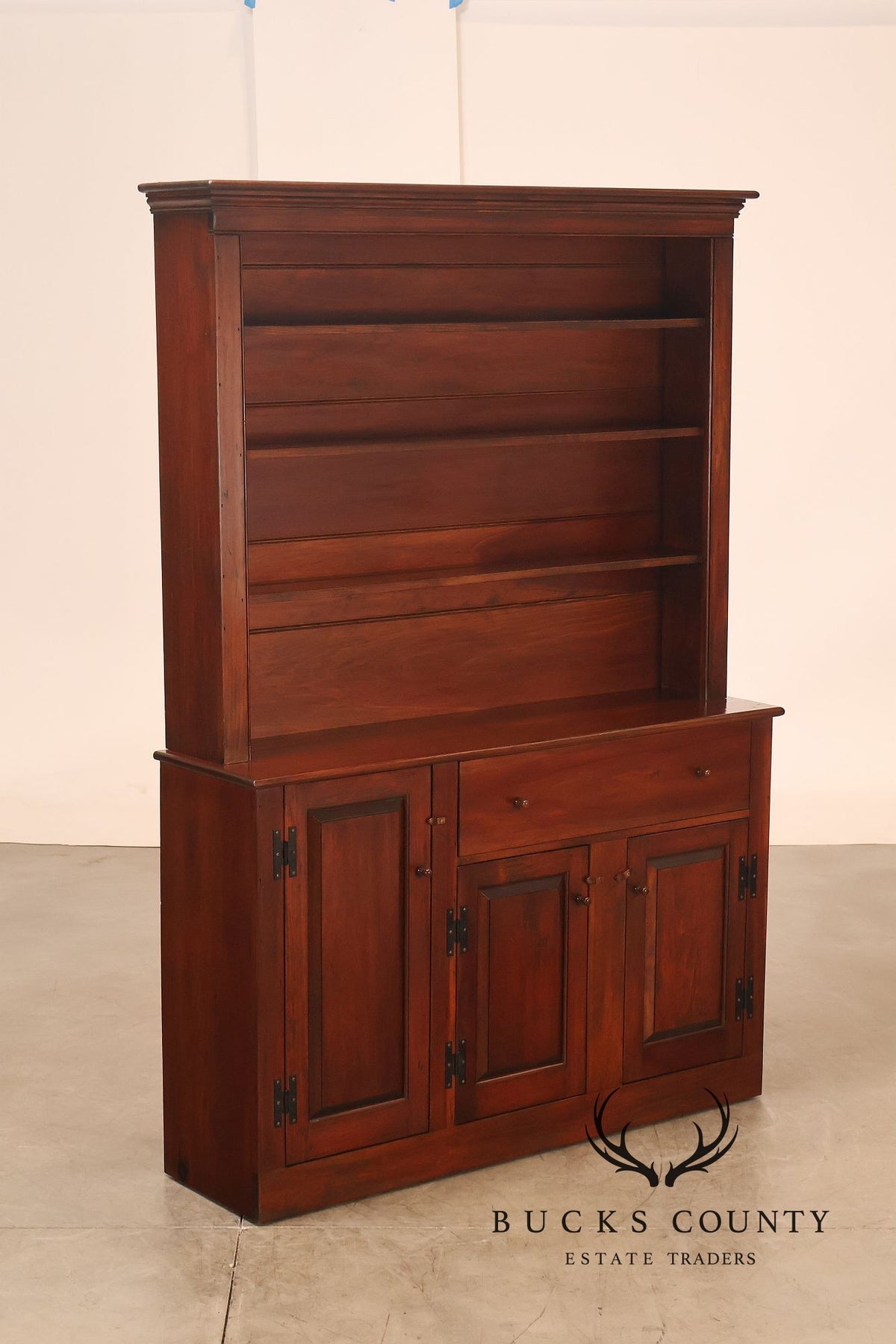 D.R. Dimes Pine Two-Piece Step-Back Cupboard