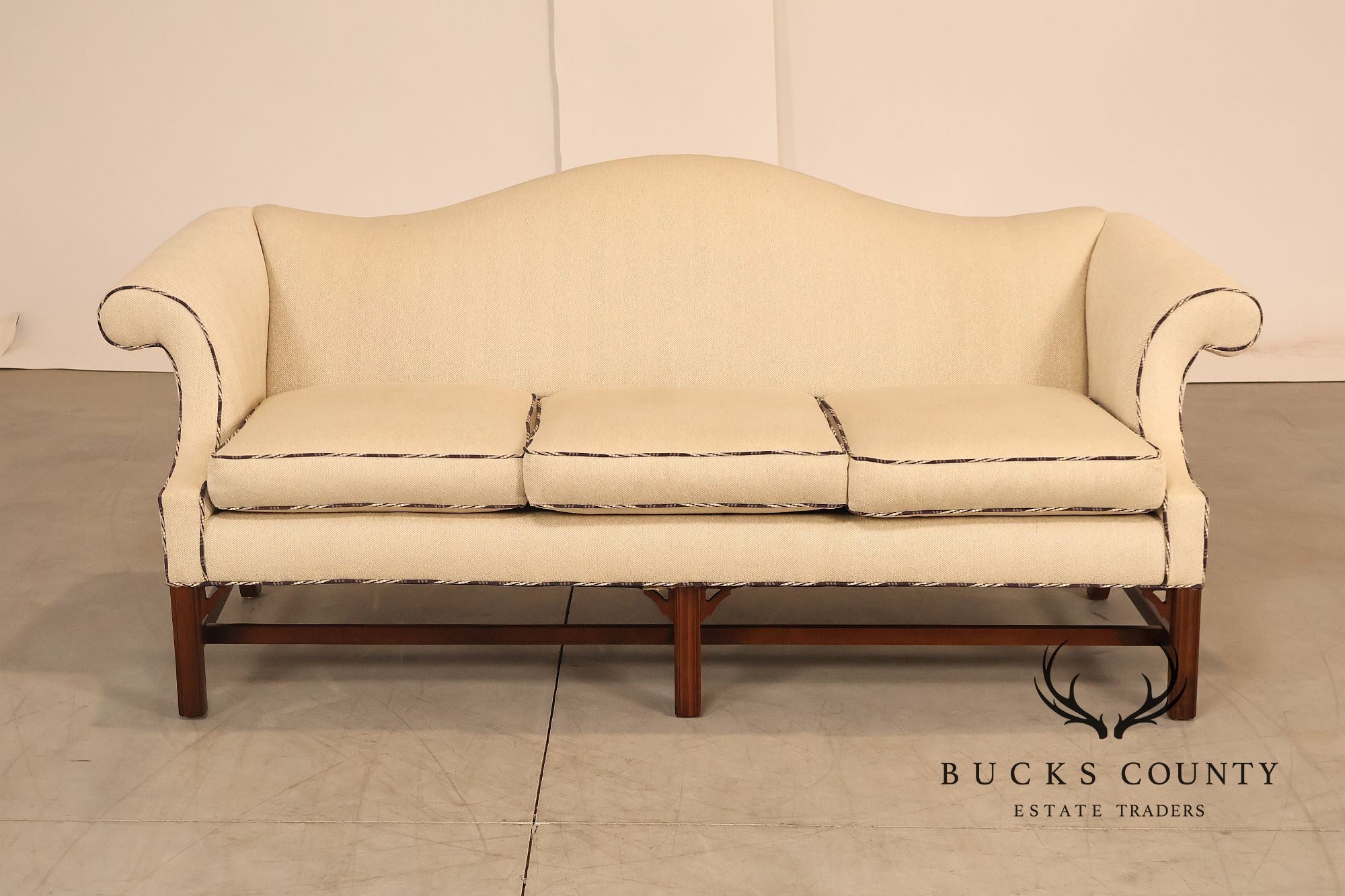 Ethan Allen Vintage Chippendale Style Upholstered Sofa