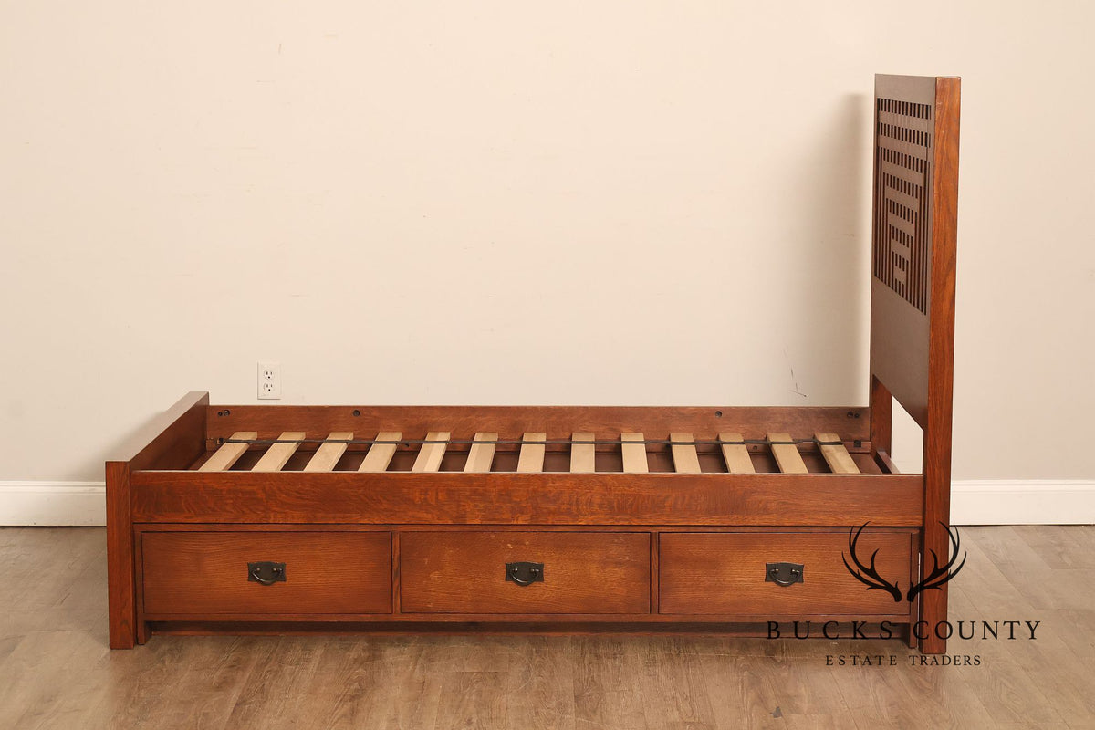 Stickley Antiquities Collection Mission Oak Twin Storage Bed