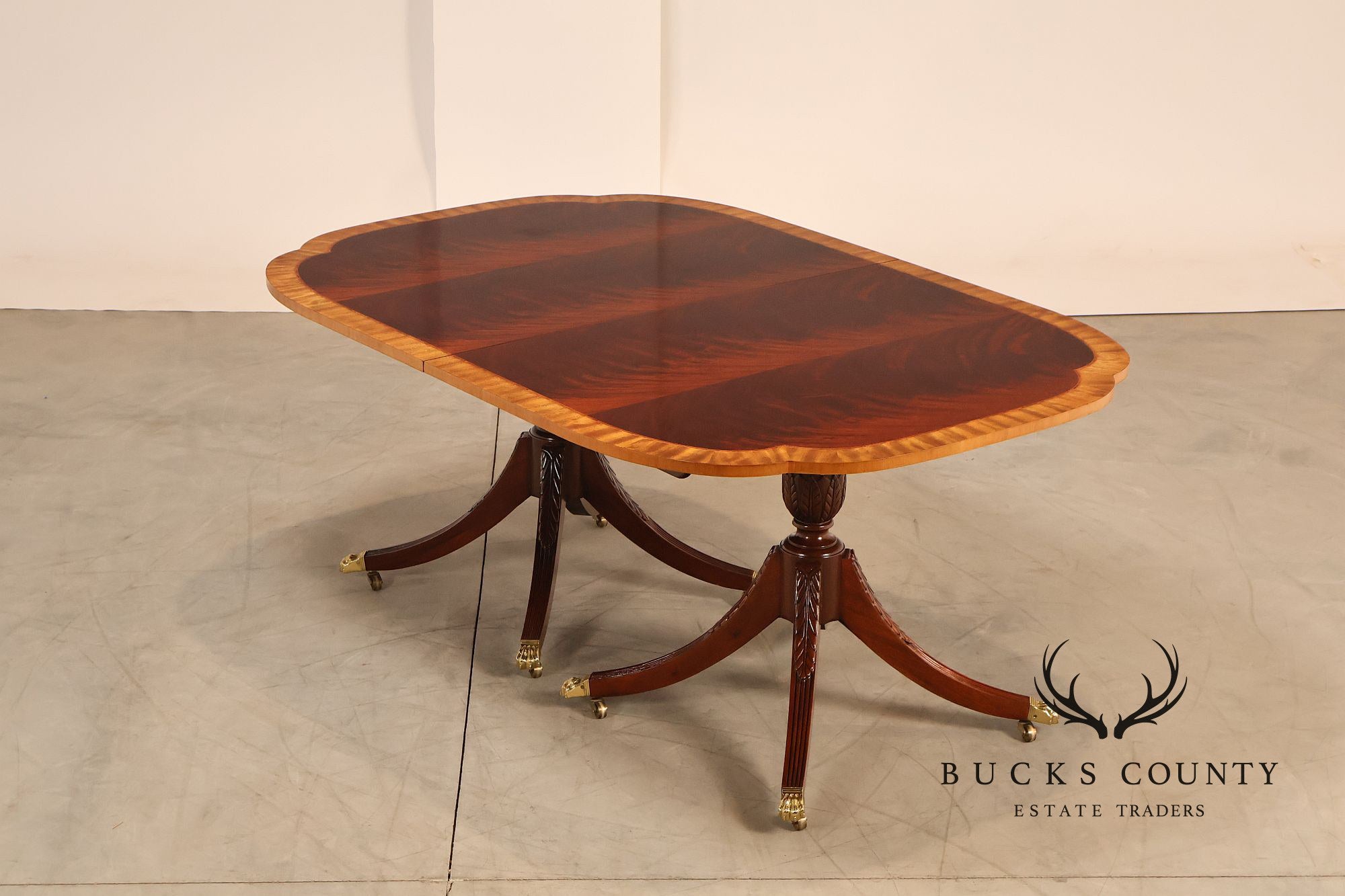 Councill Furniture Banded Mahogany Double Pedestal Dining Table