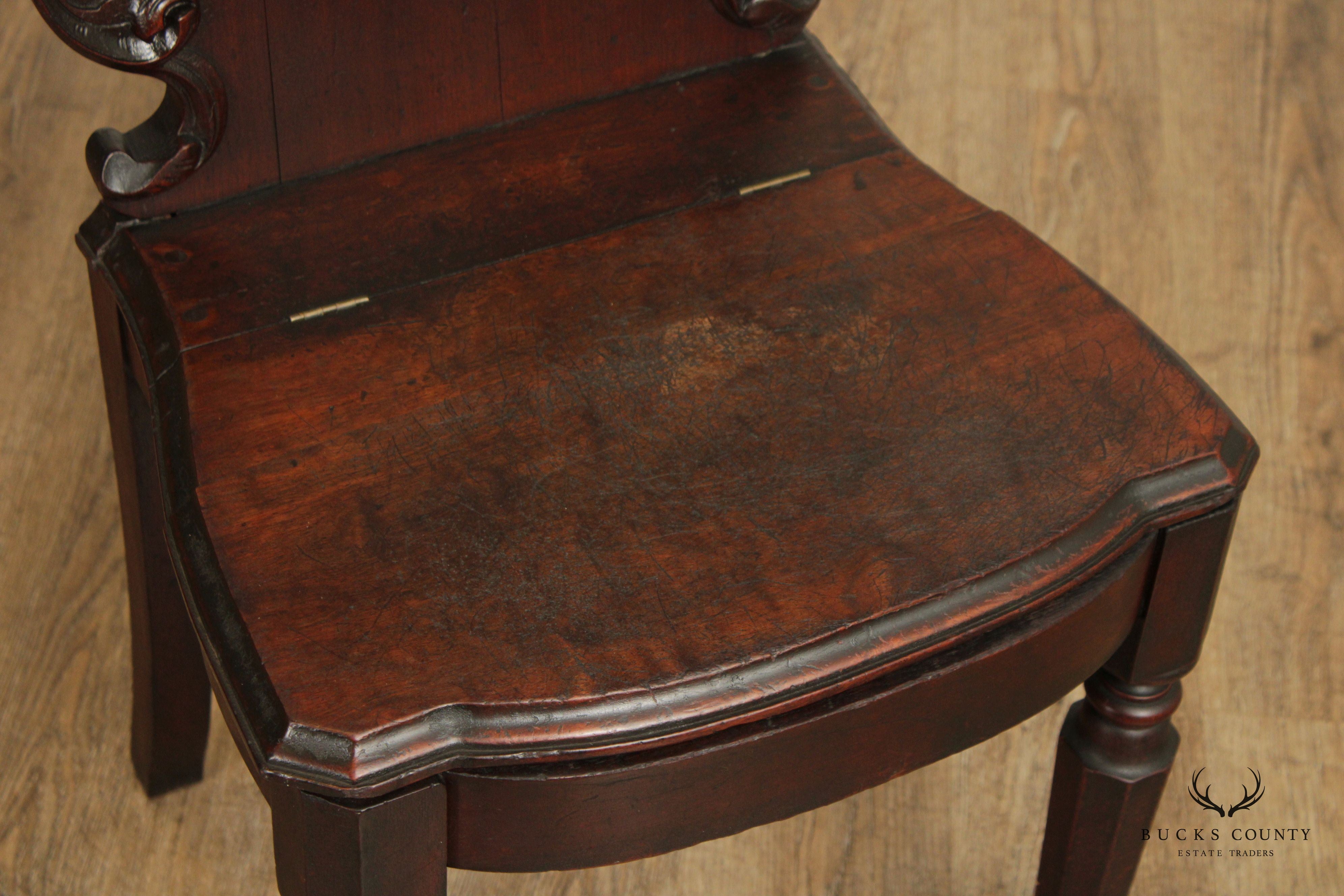 Victorian Walnut Carved Hall Music Chair with Storage Seat