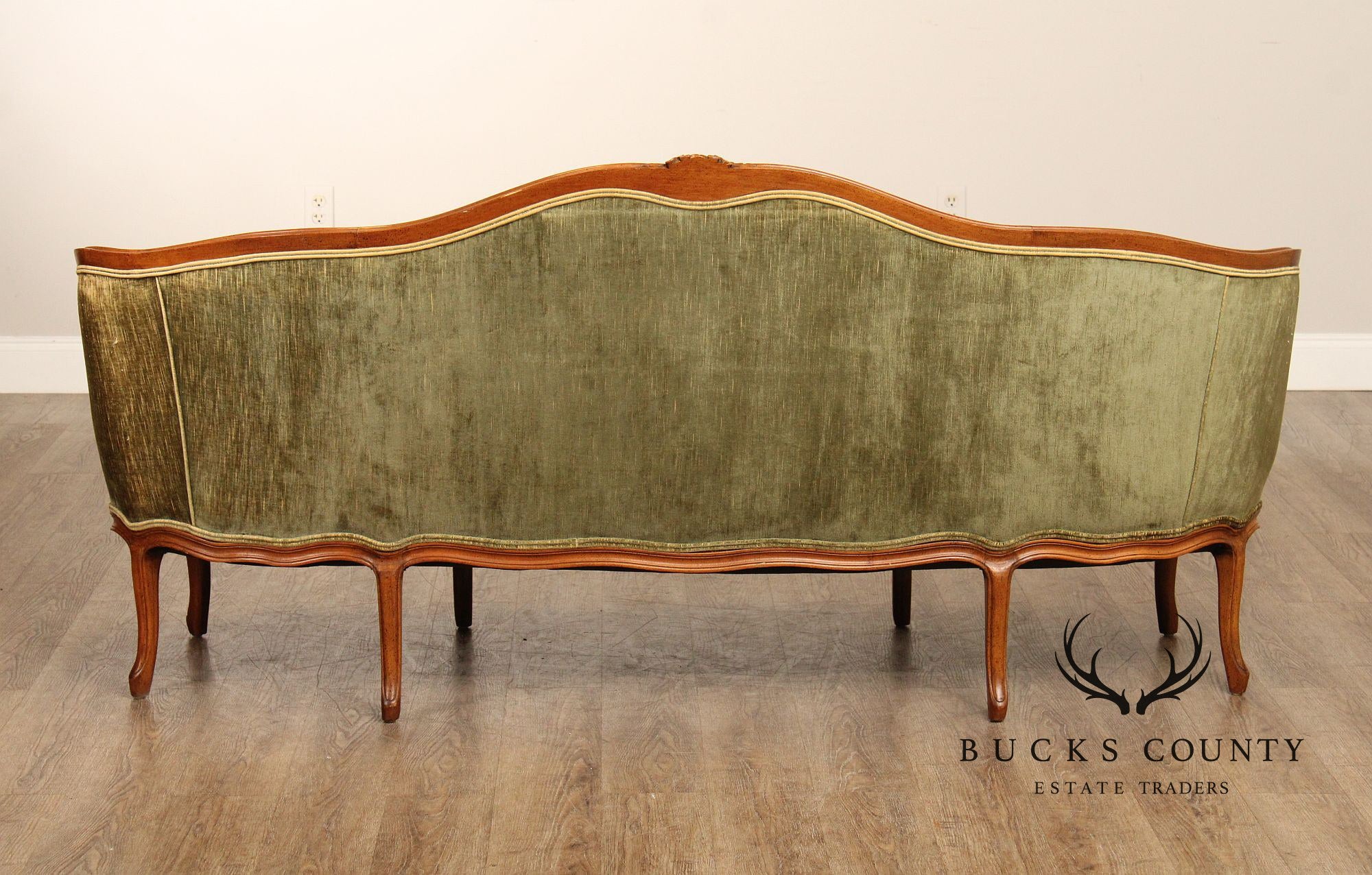 French Louis XV Style Vintage Walnut Frame Sofa