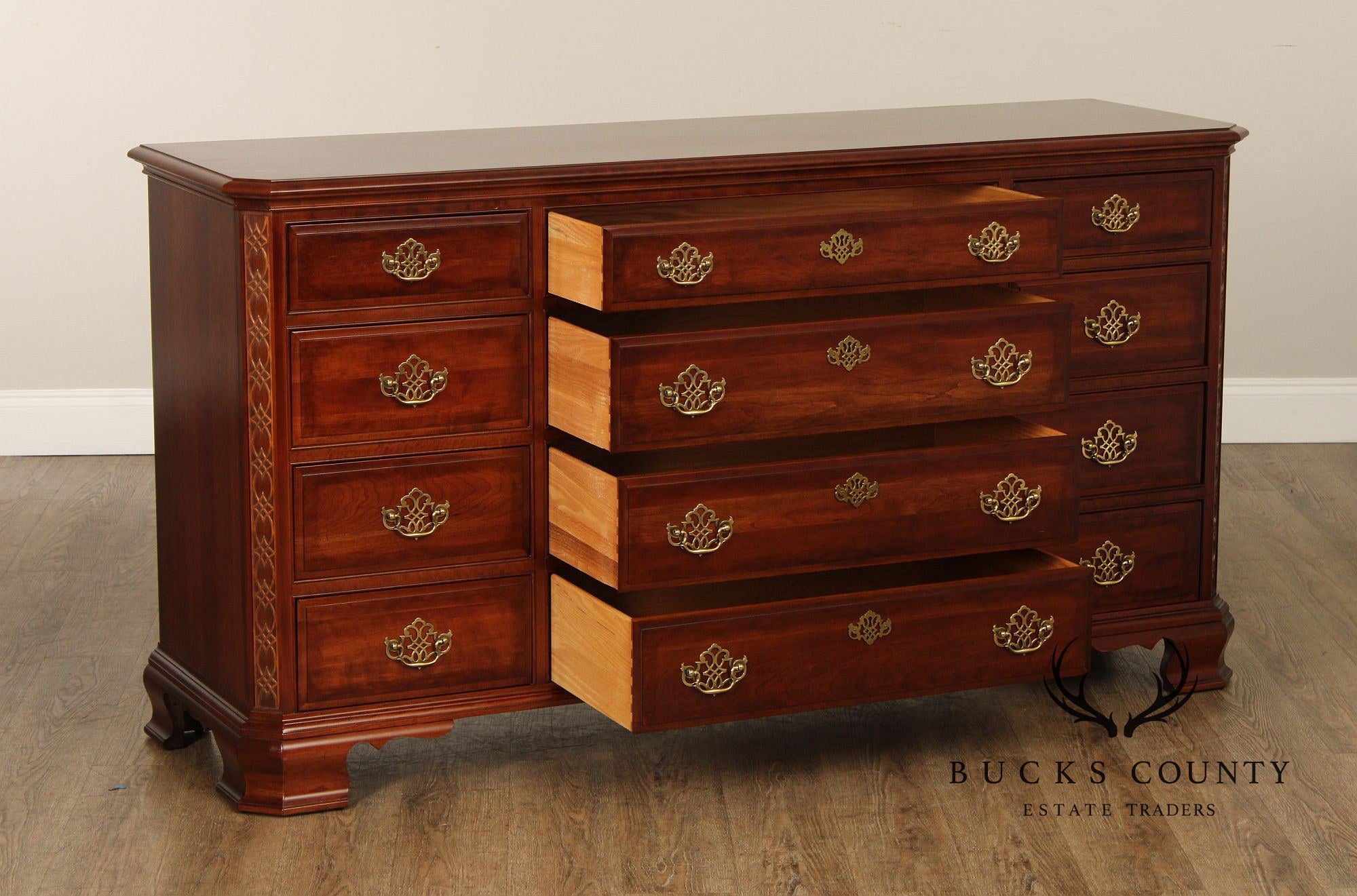 Pennsylvania House Chippendale Style Cherry Triple Chest