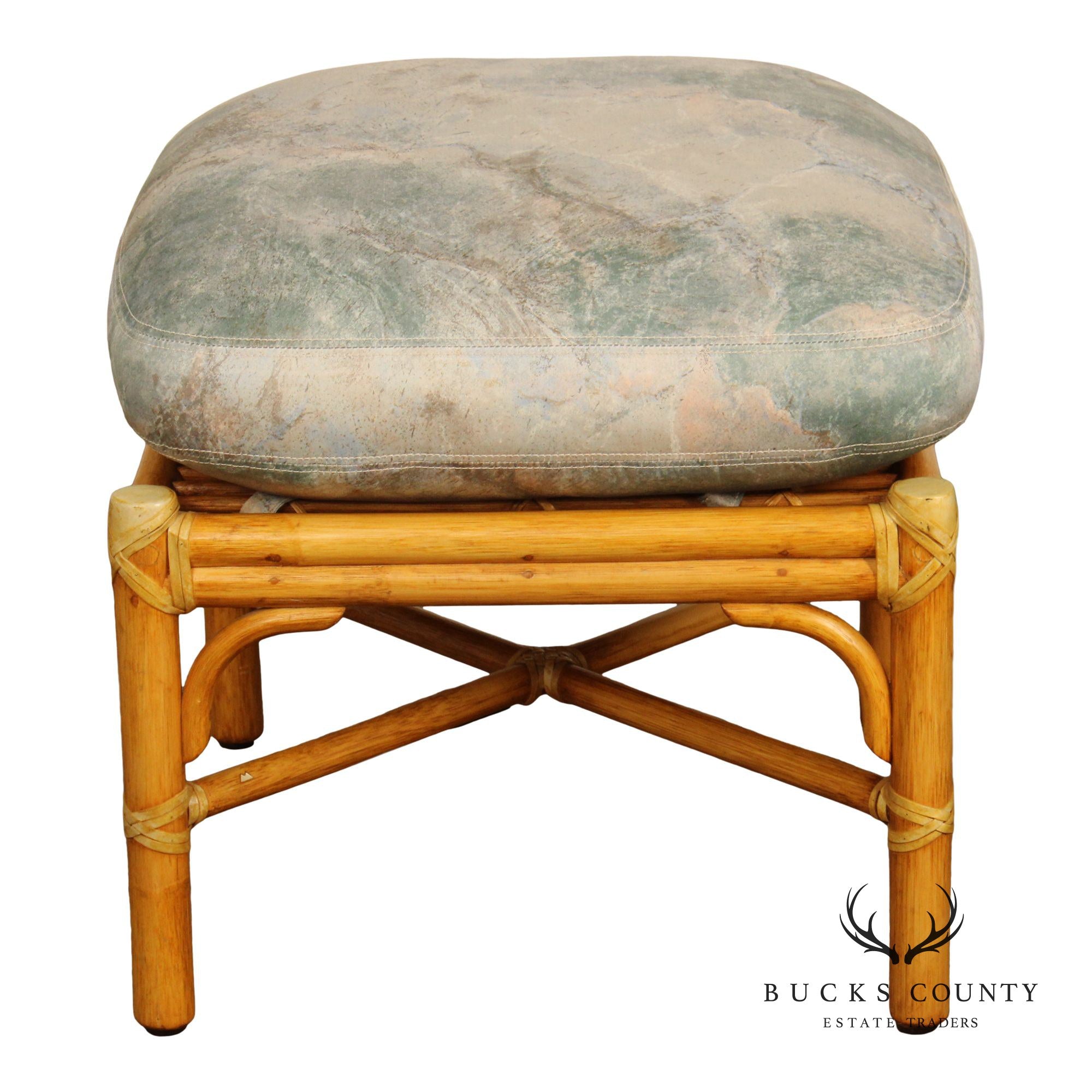 McGuire San Francisco Rattan Ottoman With Loose Cushion