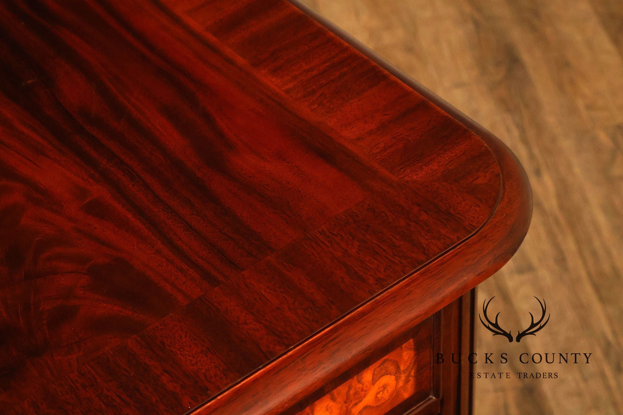 Henkel Harris Mahogany And Burlwood Leather Top Executive Desk