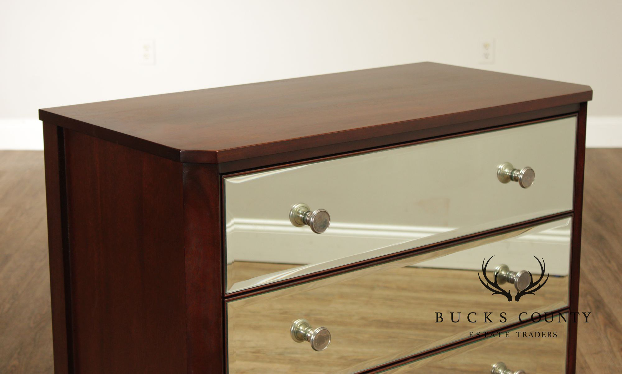 Ethan Allen Hollywood Regency Style Pair of Mirrored Chests