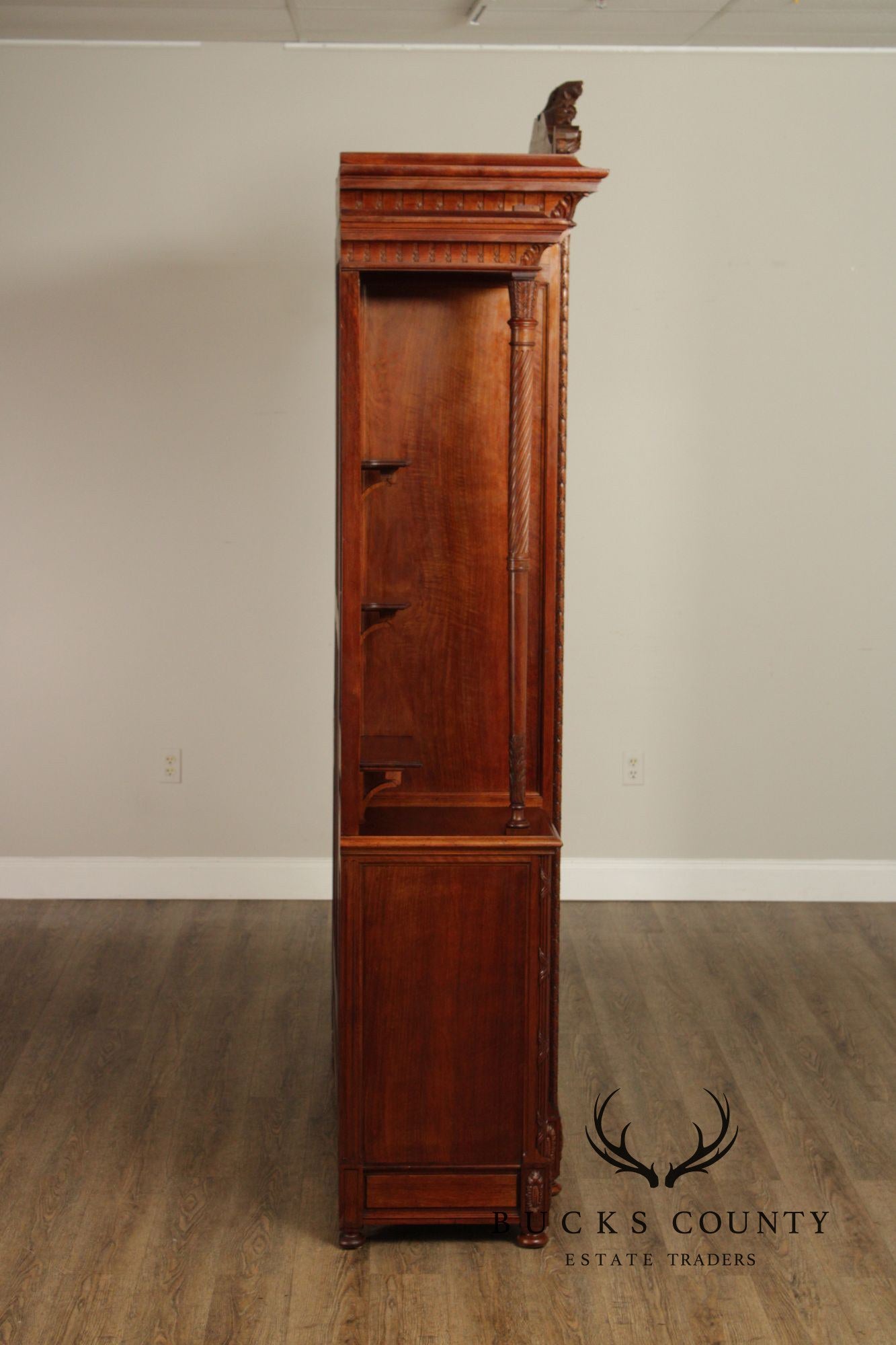 Antique French Carved Walnut Display Cabinet