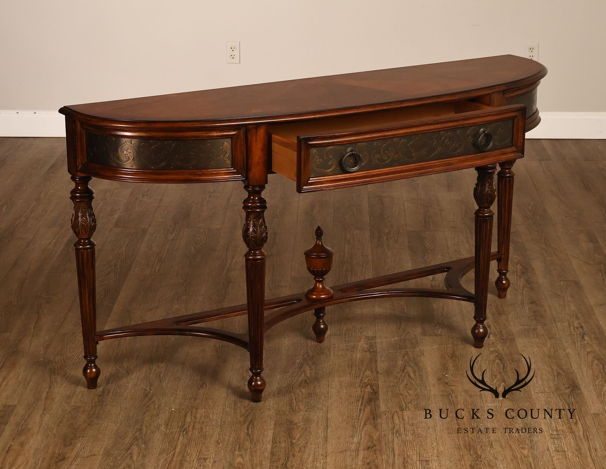 Mahogany Adams Style Carved Demilune Console Table