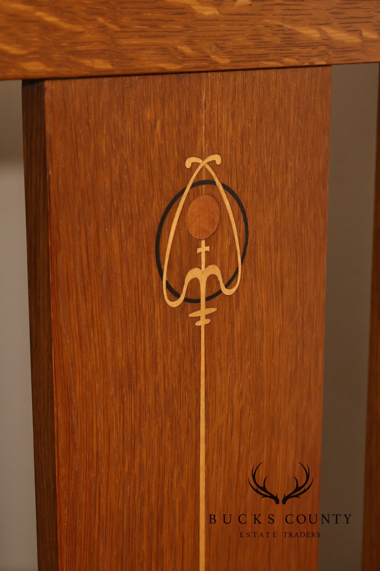 Stickley Mission Collection Harvey Ellis Inlaid Oak Queen Bed