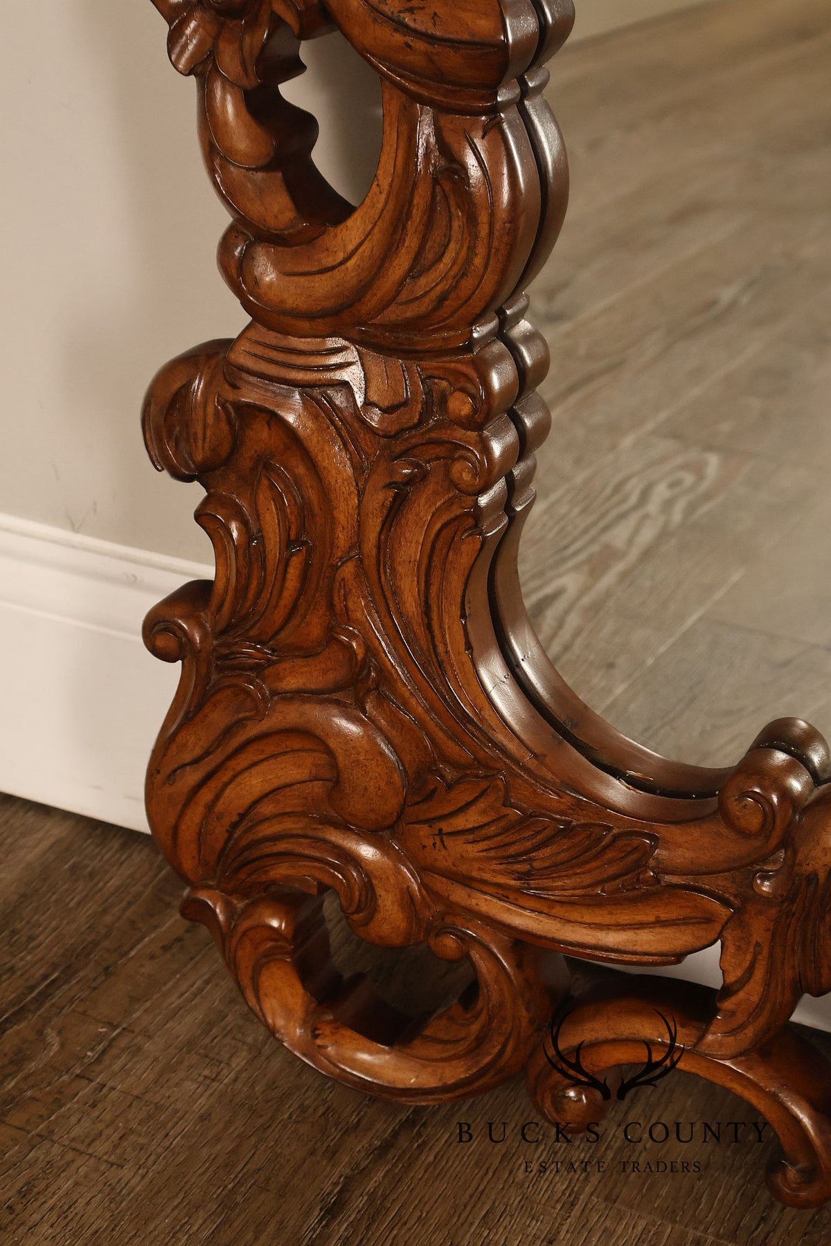 Large Hand Carved Baroque Style Wood Wall Mirror