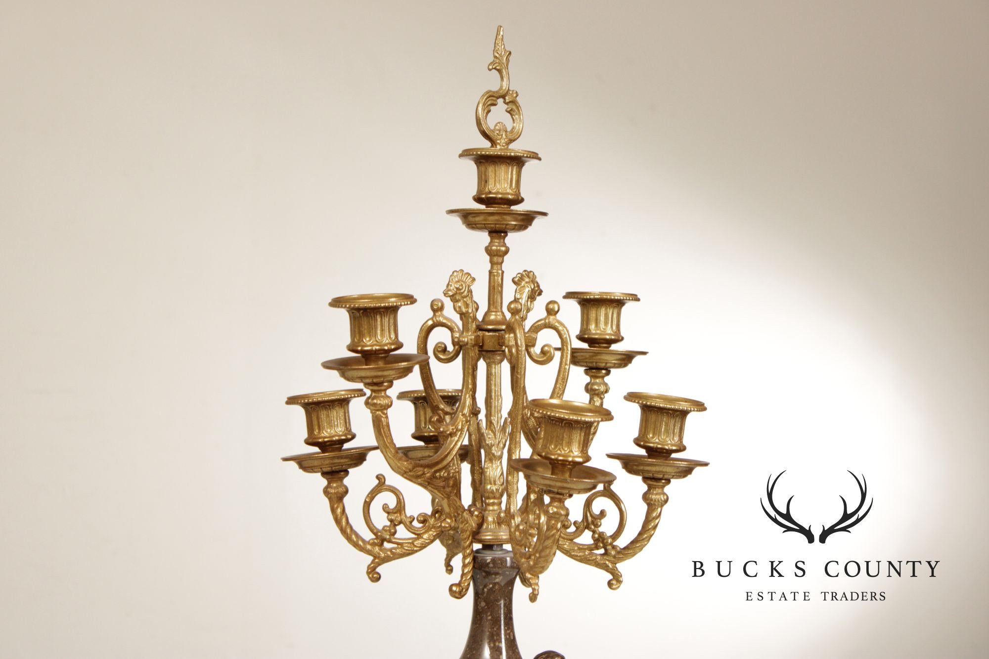 Brevettato Italian Pair of Marble and Gilt Bronze Candelabra