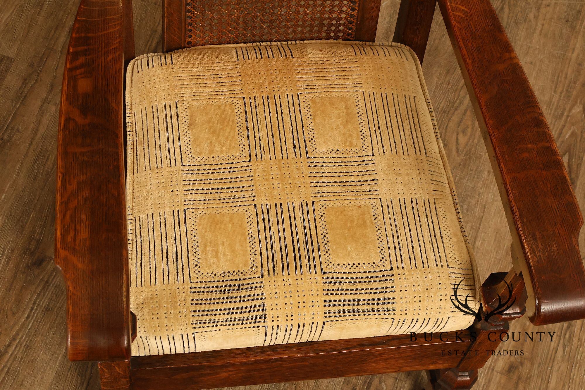 Rittercraft Arts & Crafts Cane Back Oak Armchair