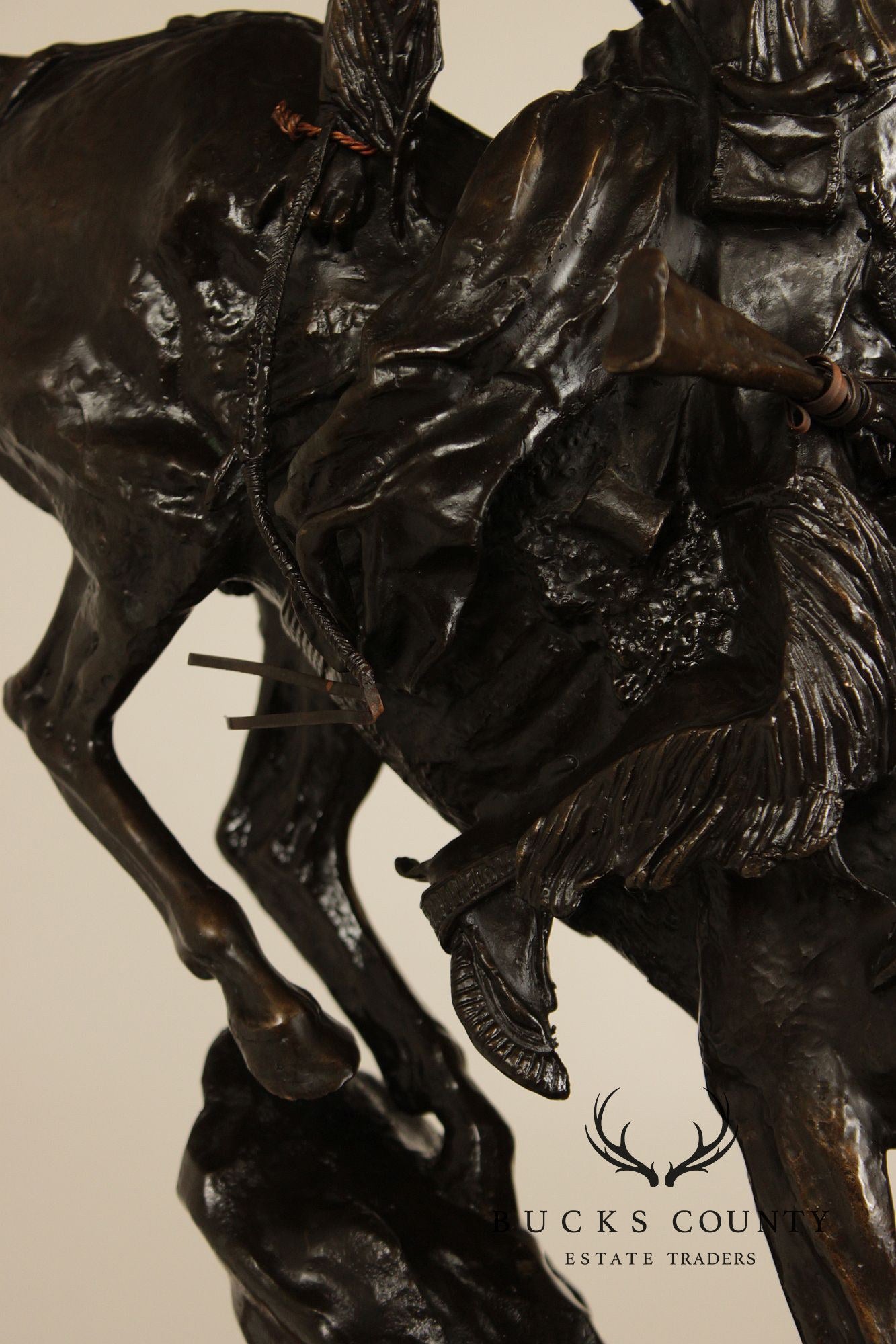 Frederic Remington Mountain Man Bronze Sculpture On Marble Base