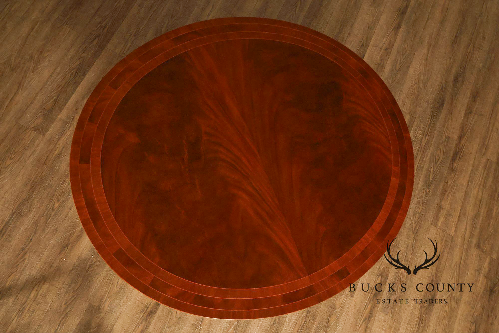 Baker Regency Style Banded Mahogany Extendable Dining Table