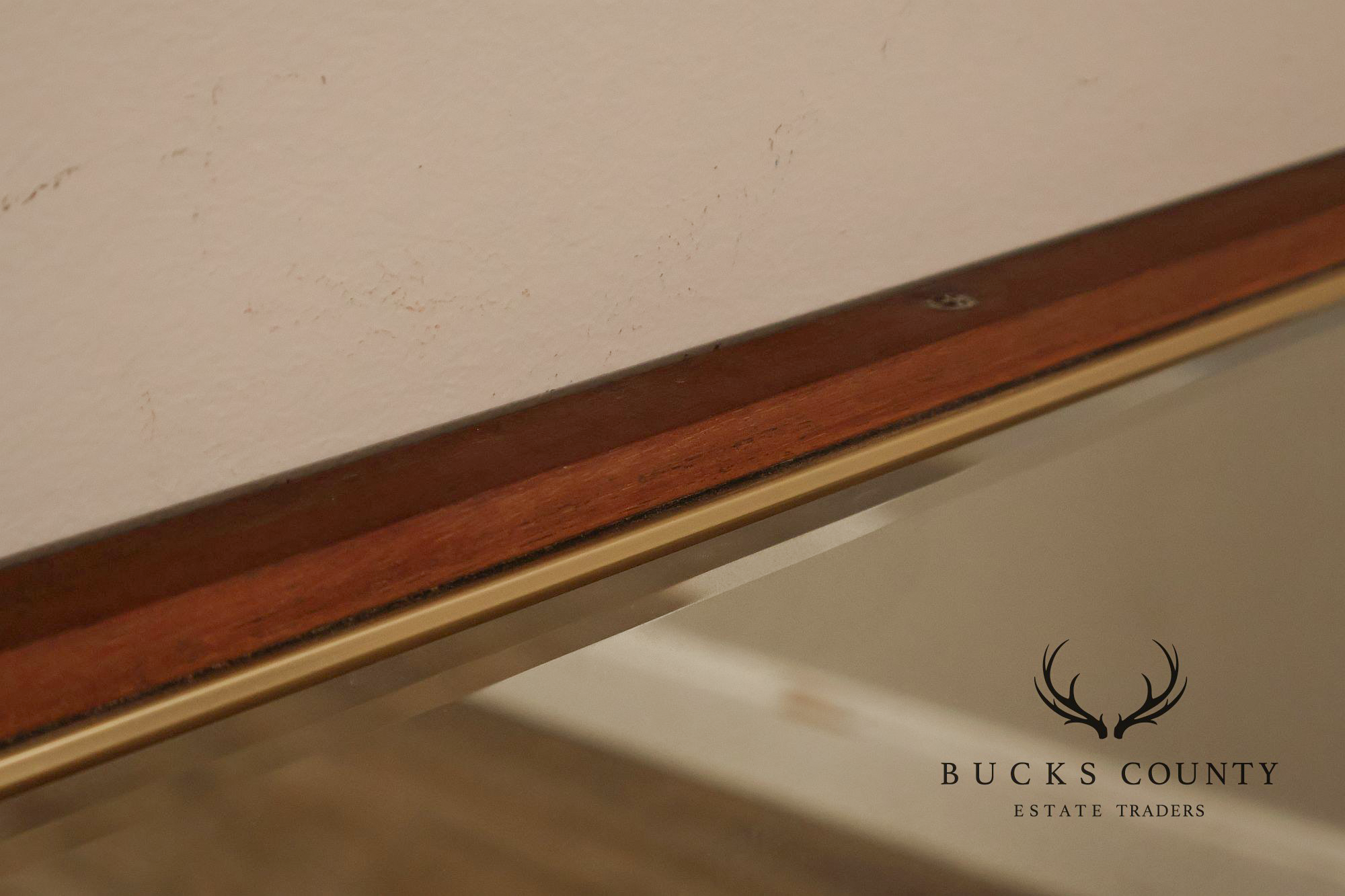 Mid Century Modern Walnut Frame Large Octagonal Mantel Mirror