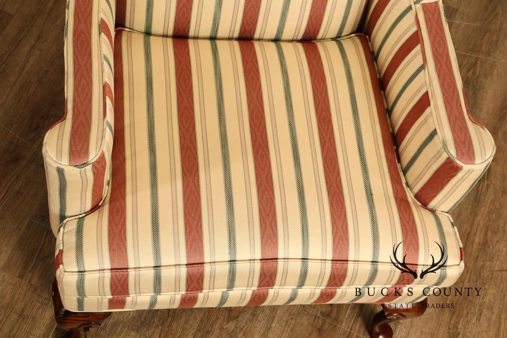 Gilliam Traditional Chippendale Style Pair Of Upholstered Wingback Armchairs