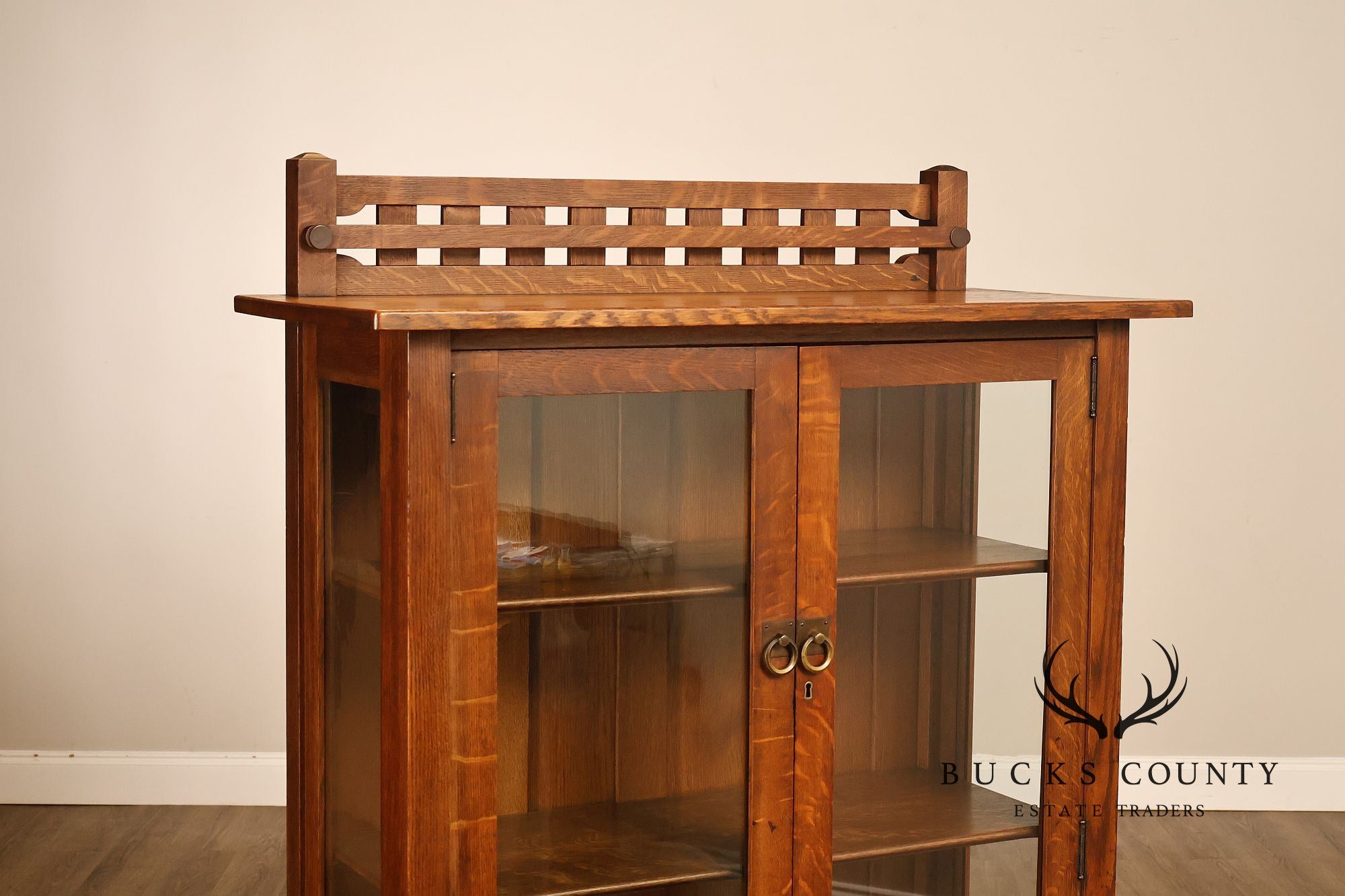 Stickley Brothers Antique Mission Oak Display China Cabinet